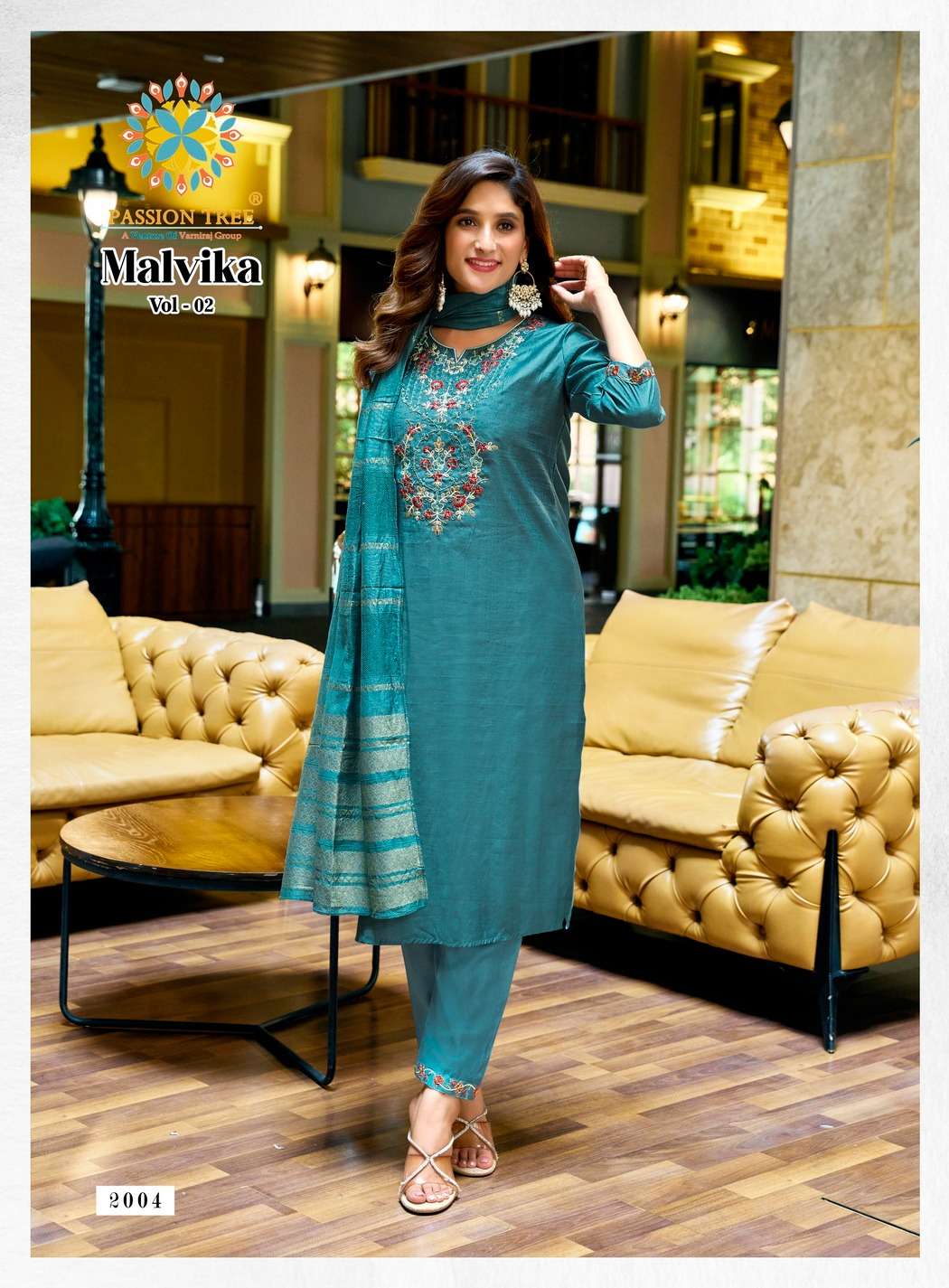 PASSION TREE MALVIKA VOL 2 FANCY DESIGNER WORK LADIES KURTI COMBO SET 