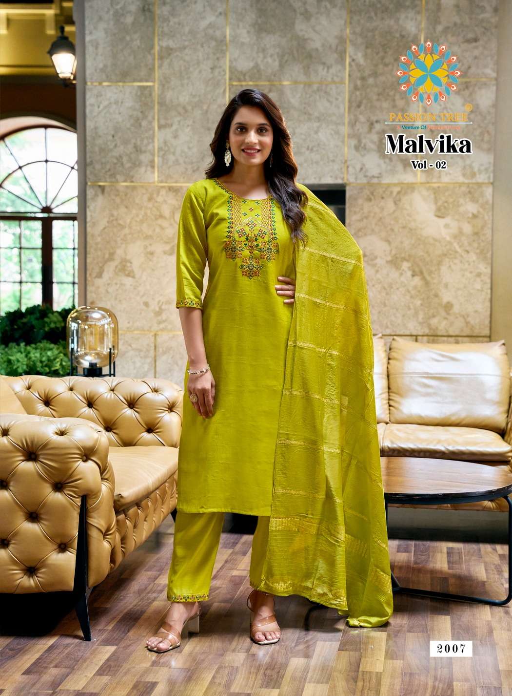 PASSION TREE MALVIKA VOL 2 FANCY DESIGNER WORK LADIES KURTI COMBO SET 