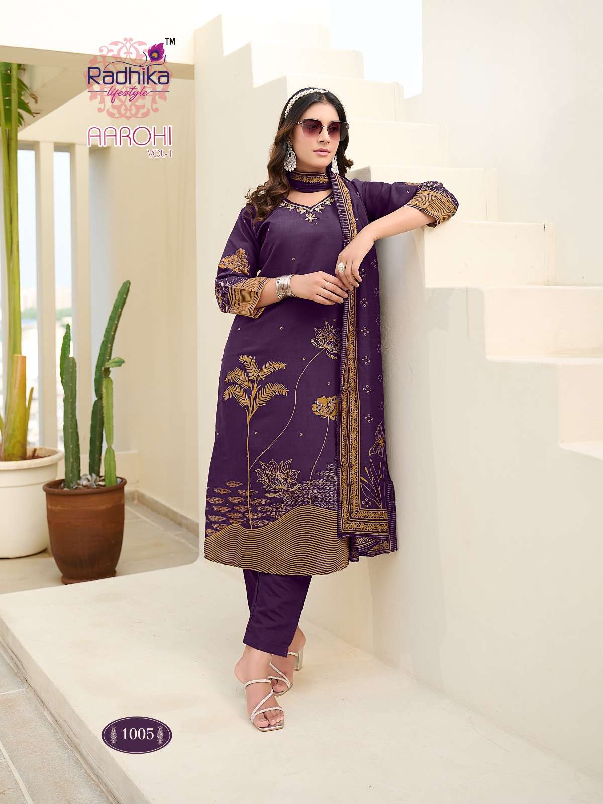 RADHIKA LIFESTYLE AAROHI VOL 1 MODAL FABRIC FANCY DESIGNER WORK KURTI COMBO SET 