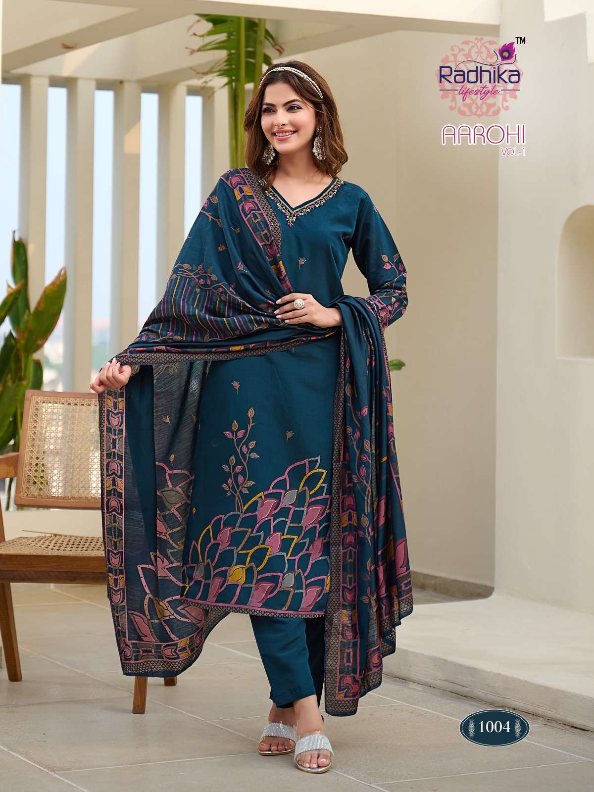 RADHIKA LIFESTYLE AAROHI VOL 1 MODAL FABRIC FANCY DESIGNER WORK KURTI COMBO SET 