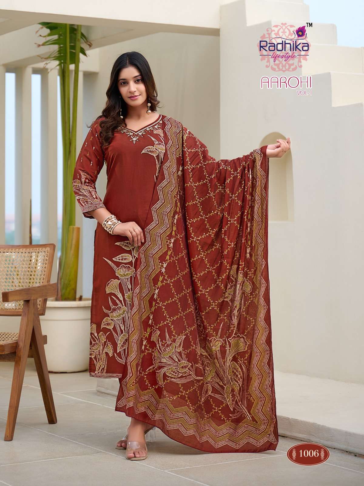 RADHIKA LIFESTYLE AAROHI VOL 1 MODAL FABRIC FANCY DESIGNER WORK KURTI COMBO SET 