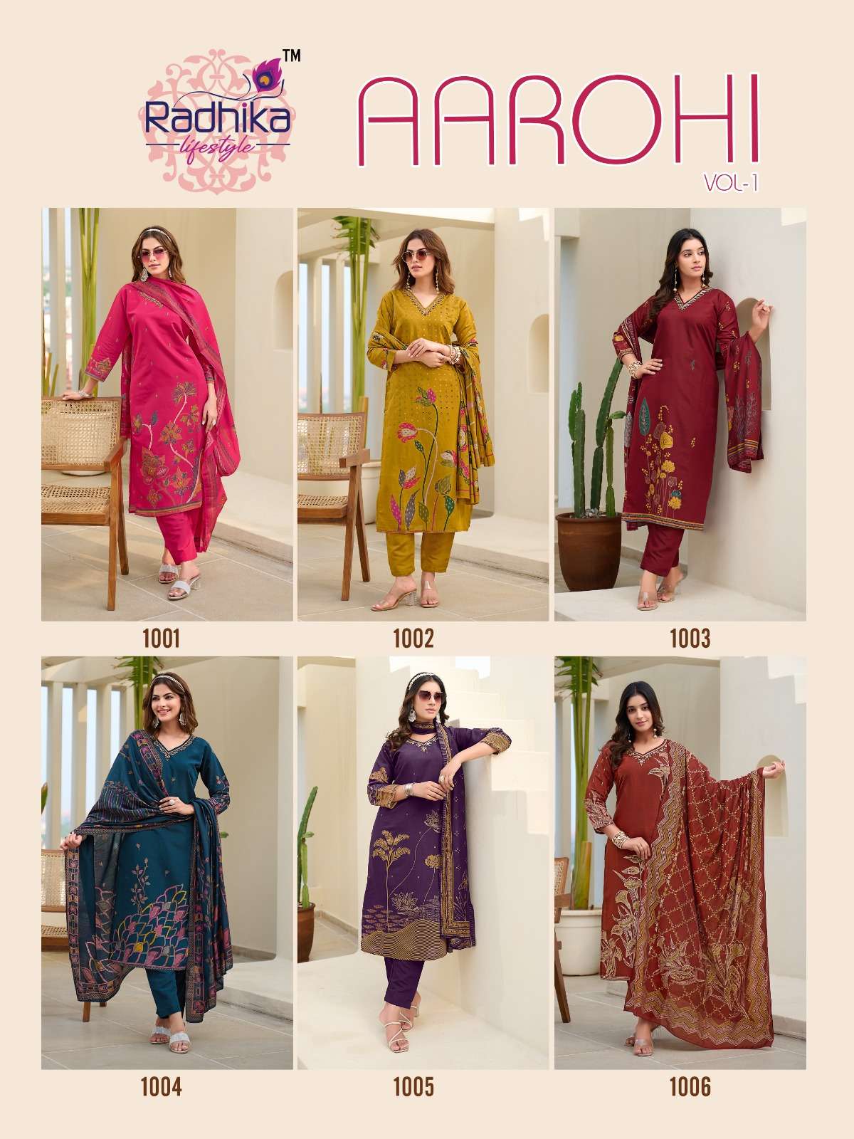 RADHIKA LIFESTYLE AAROHI VOL 1 MODAL FABRIC FANCY DESIGNER WORK KURTI COMBO SET 