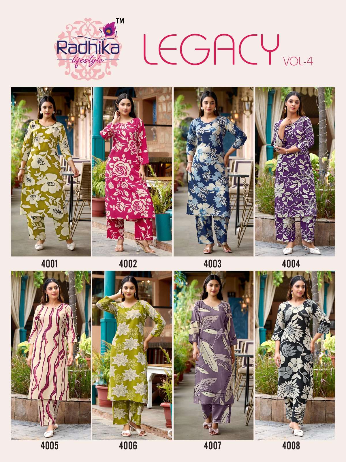 RADHIKA LIFESTYLE LEGACY VOL 4 RAYON PRINTED FANCY LADIES KURTI WITH BOTTOM PAIR 
