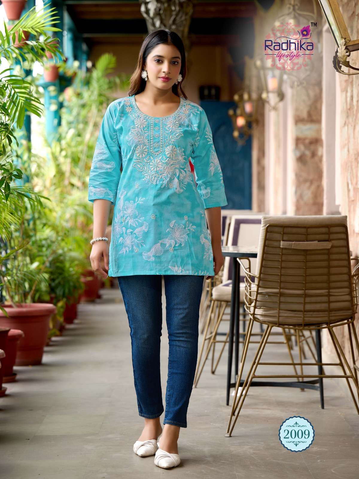 RADHIKA LIFESTYLE SUMMER SHINE VOL 2 COTTON FANCY LUCKNOWI WORKS LADIES TOP 