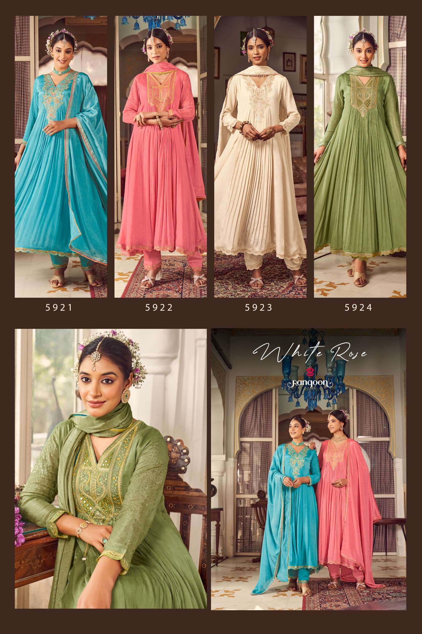 RANGOON CHINON KHATLI MIRROR HANDWORK PARTY WEAR READYMADE SUIT