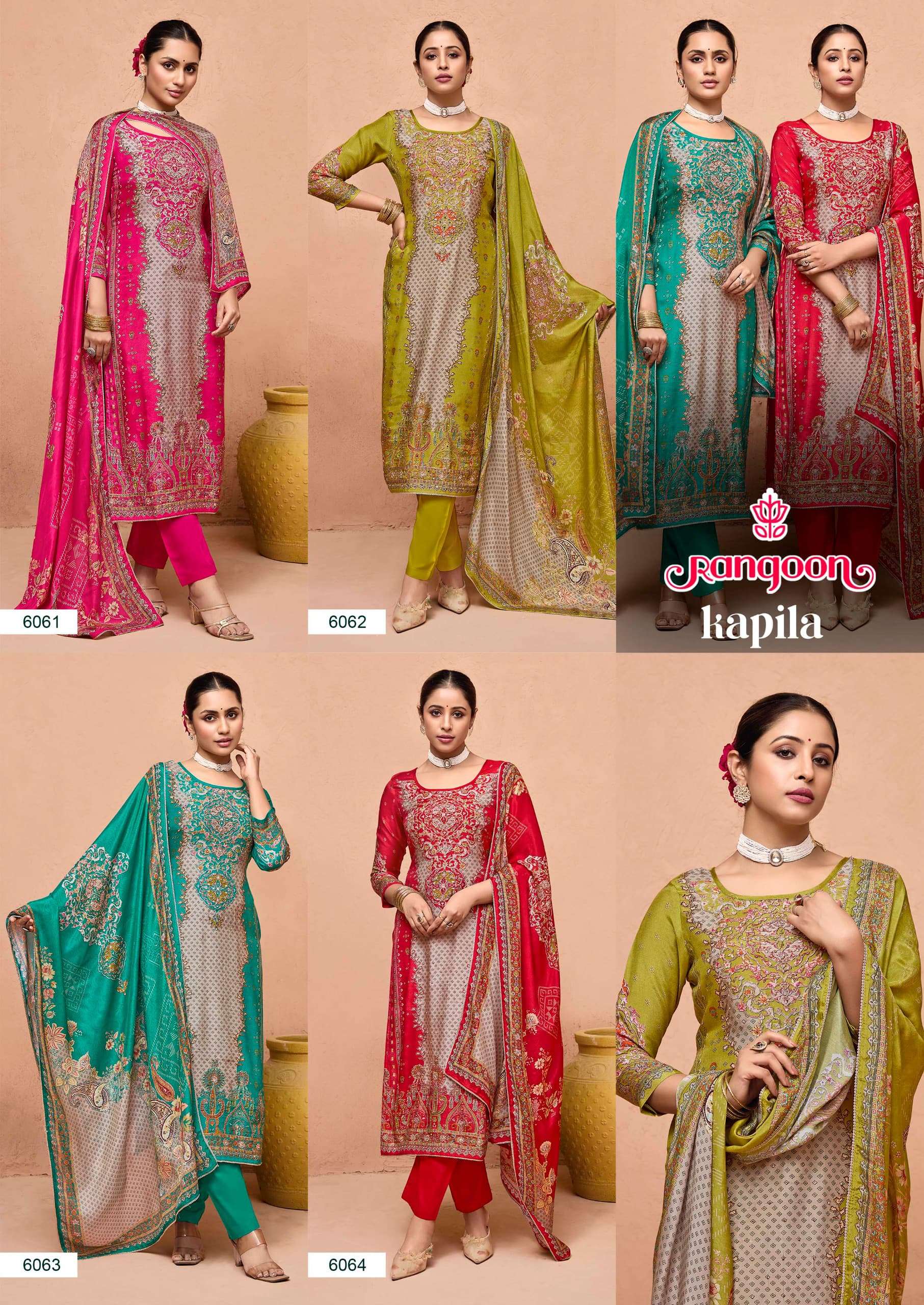 RANGOON KAPILA MUSLIN DIGITAL PRINT WITH FANCY WORK LADIES READY MADE SUIT