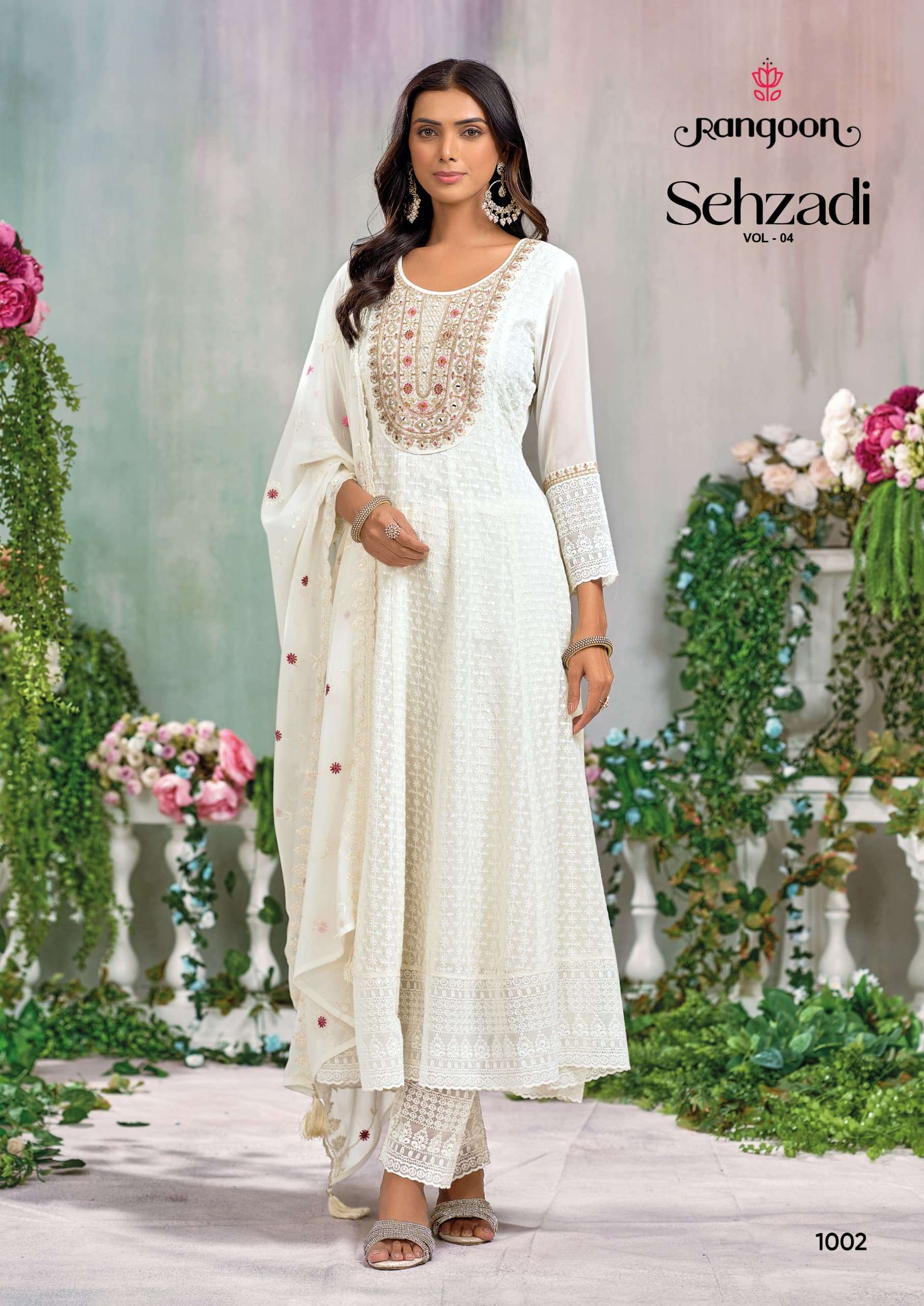 RANGOON SEHZADI VOL 4 GEORGETTE FANCY ANARKALI STYLE READY MADE SUIT