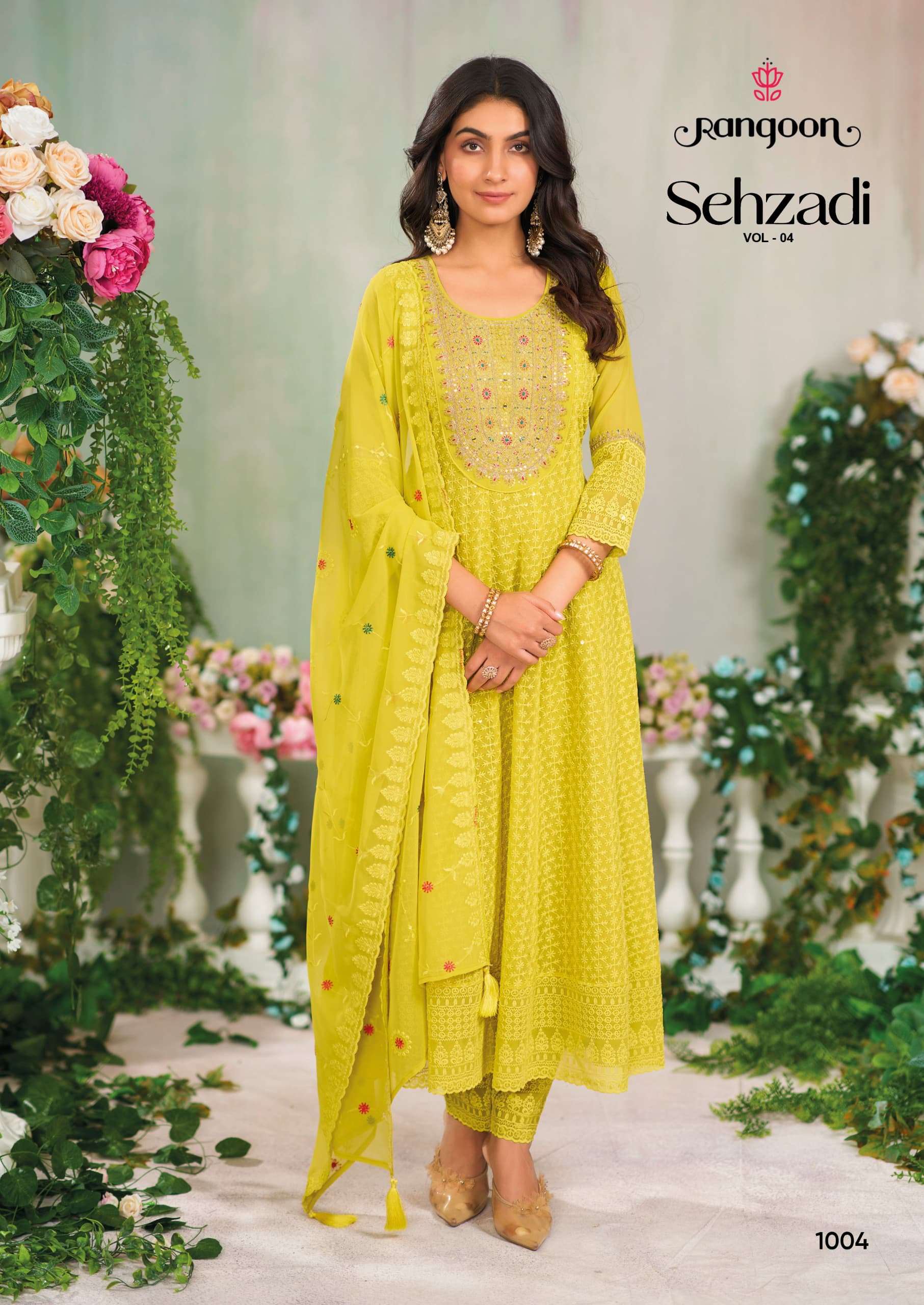 RANGOON SEHZADI VOL 4 GEORGETTE FANCY ANARKALI STYLE READY MADE SUIT