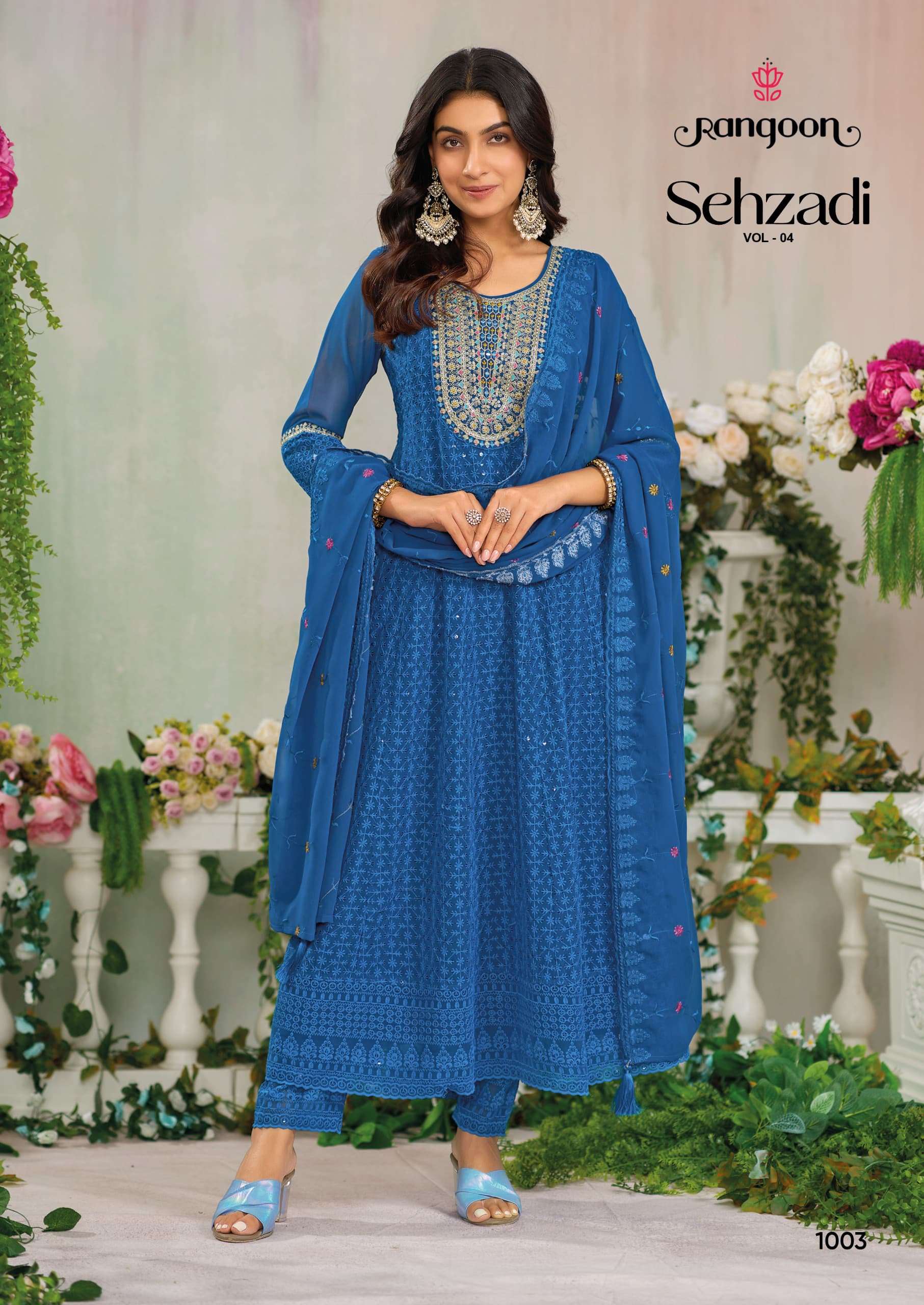 RANGOON SEHZADI VOL 4 GEORGETTE FANCY ANARKALI STYLE READY MADE SUIT