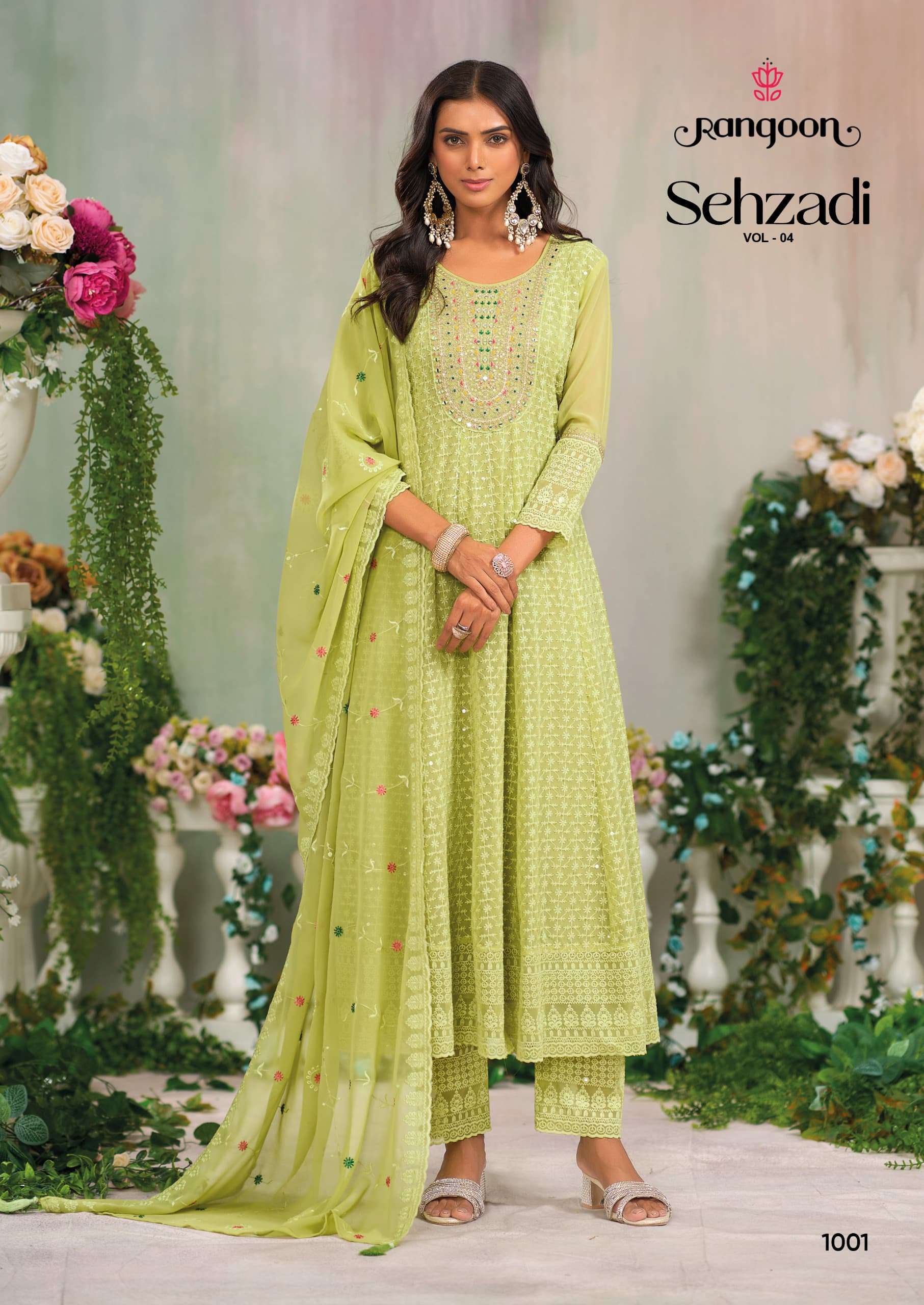 RANGOON SEHZADI VOL 4 GEORGETTE FANCY ANARKALI STYLE READY MADE SUIT