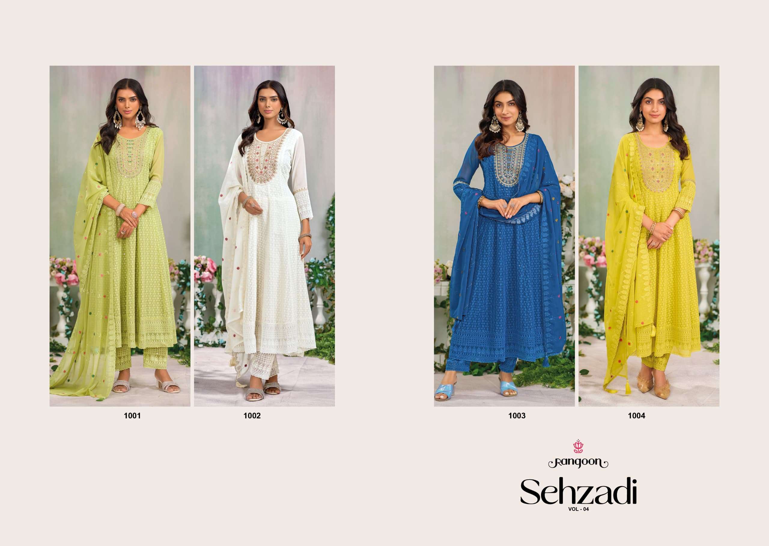 RANGOON SEHZADI VOL 4 GEORGETTE FANCY ANARKALI STYLE READY MADE SUIT