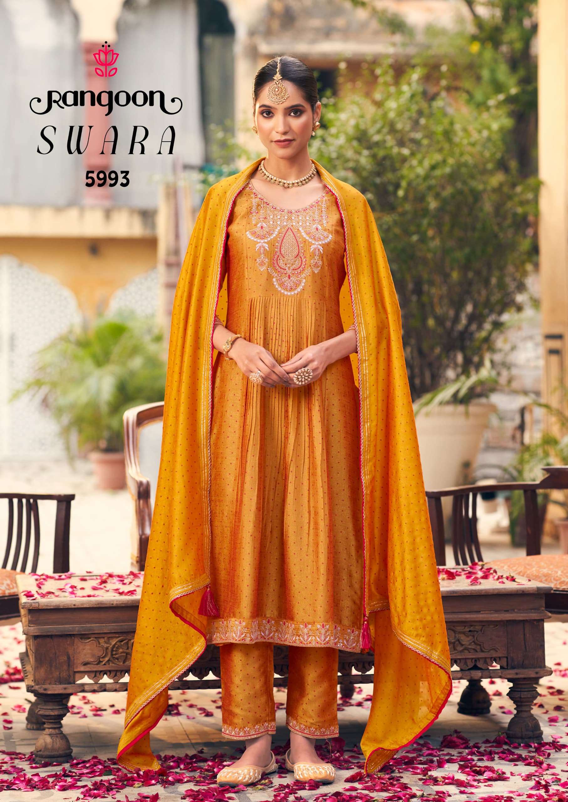 RANGOON SWARA SILK WITH FANCY EMBROIDERIES WORK LADIES READY MADE SUIT
