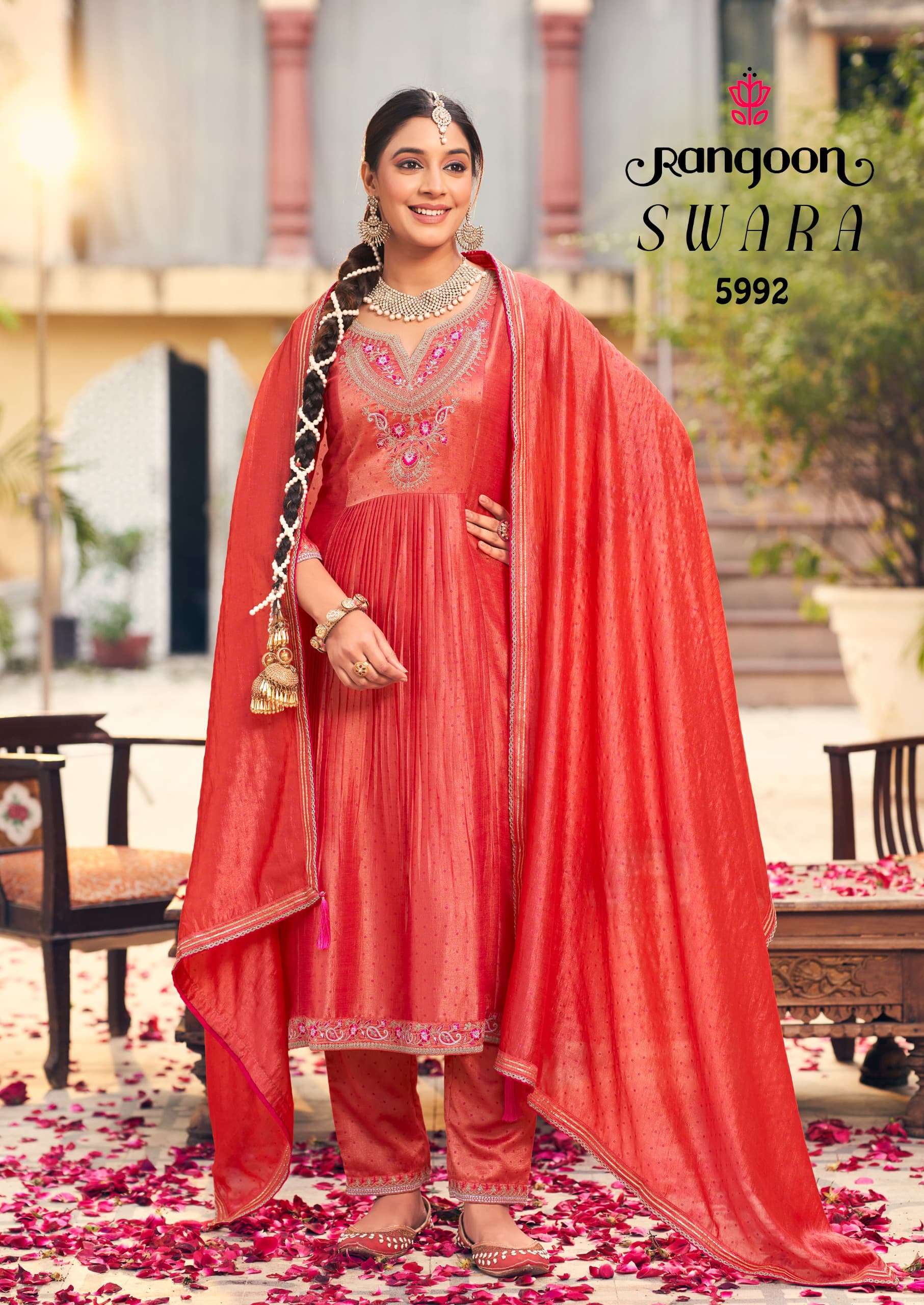 RANGOON SWARA SILK WITH FANCY EMBROIDERIES WORK LADIES READY MADE SUIT