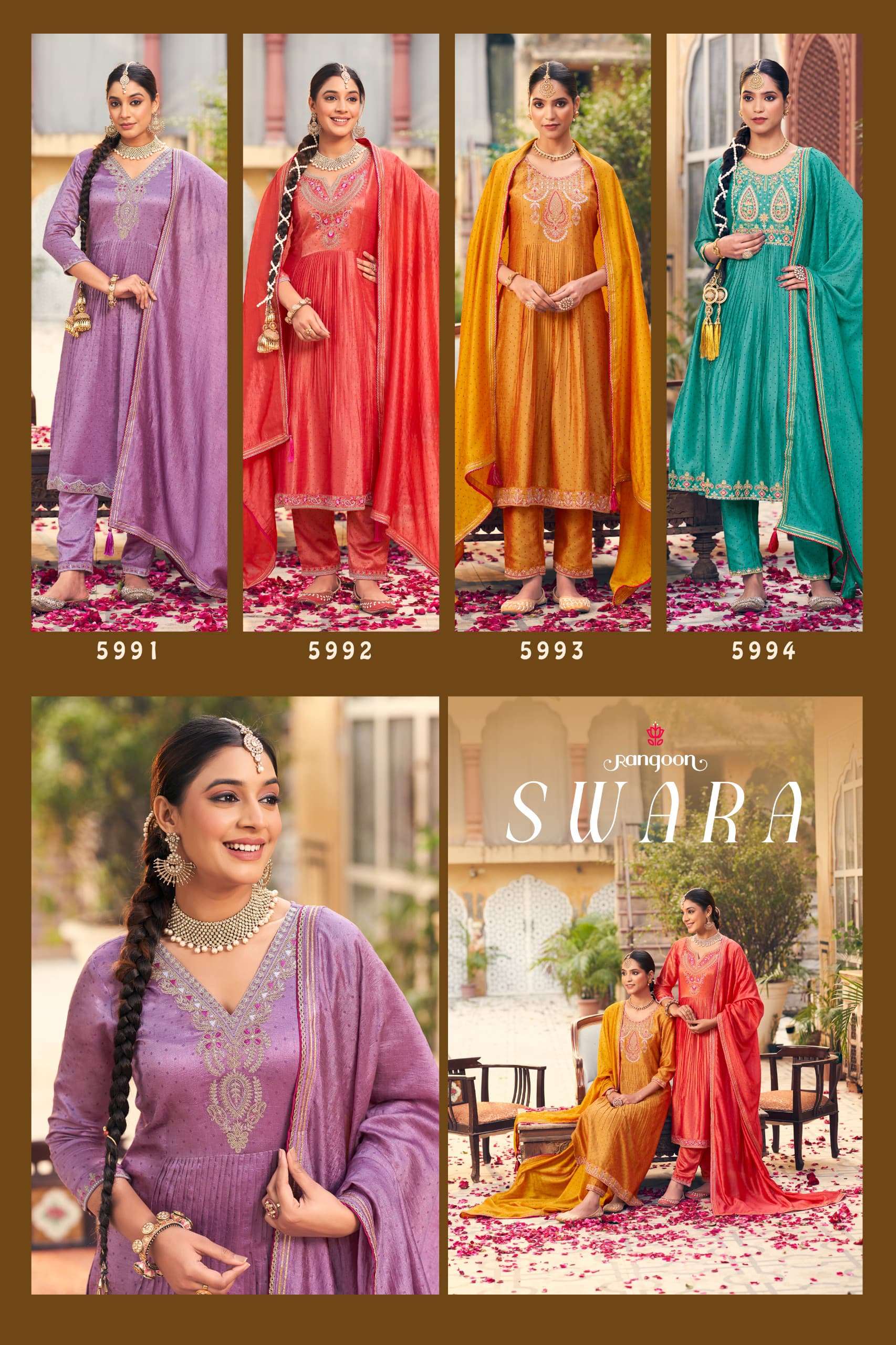 RANGOON SWARA SILK WITH FANCY EMBROIDERIES WORK LADIES READY MADE SUIT