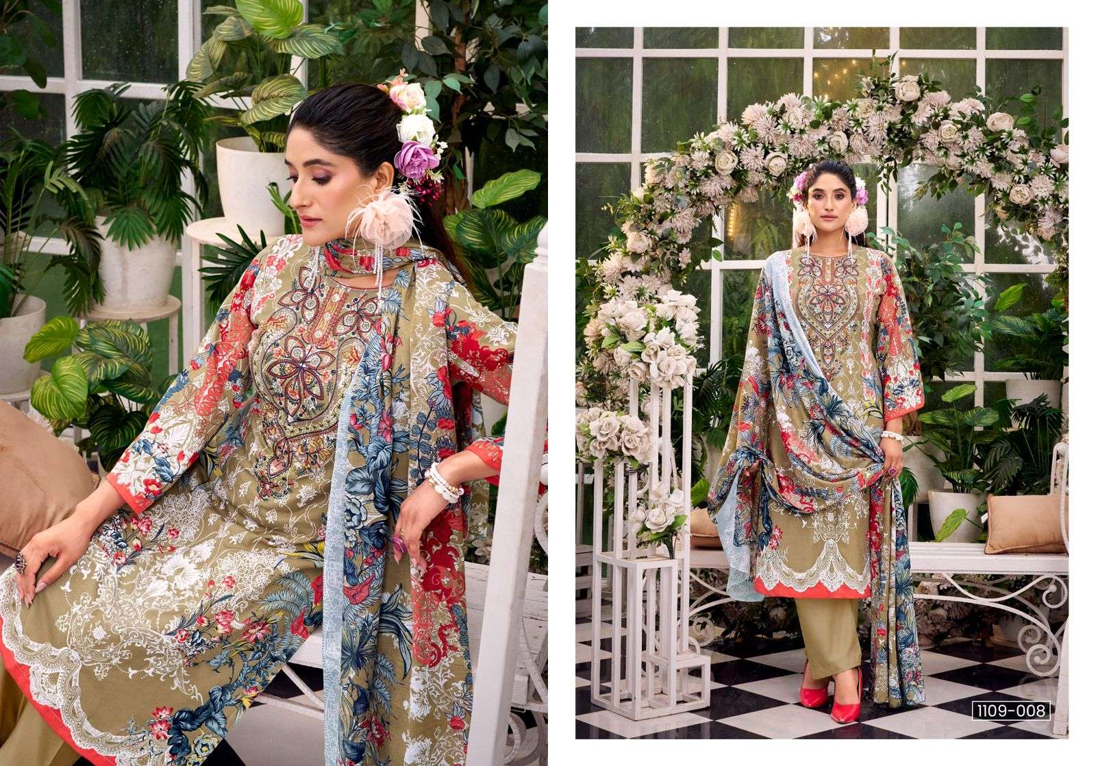 ROMANI NEEDLE WONDER VOL 2 COTTON DIGITAL PRINTS WITH FANCY WORK SUIT