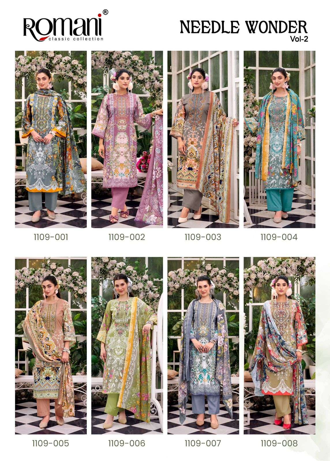 ROMANI NEEDLE WONDER VOL 2 COTTON DIGITAL PRINTS WITH FANCY WORK SUIT