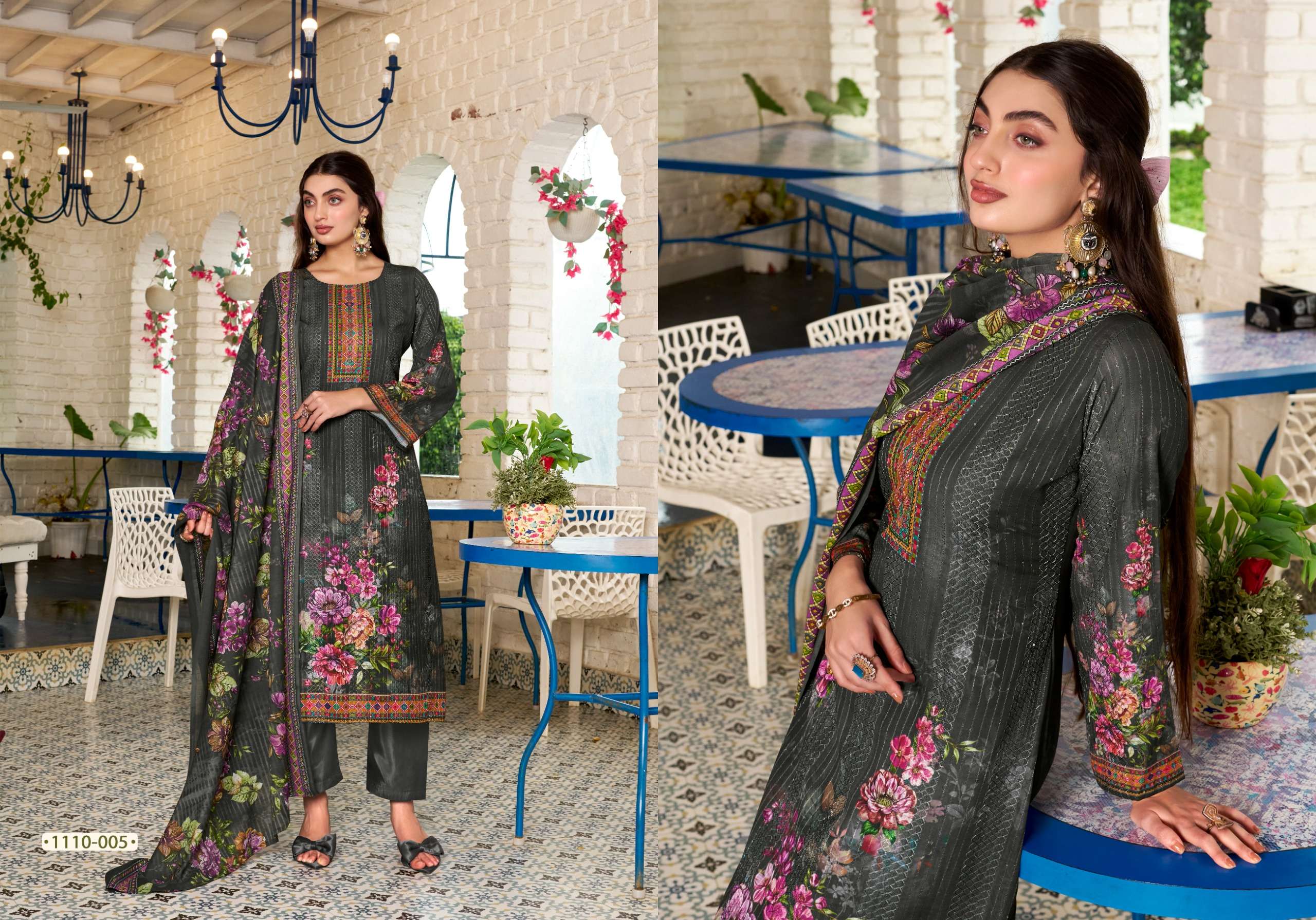 ROMANI PREMIUM SOFT COTTON DIGITAL PRINT EMBROIDERED WORK COTTON SUIT 