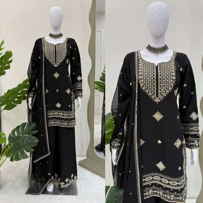 RTC 5900 BLACK SILK SEQUENCE EMBROIDERY DESIGNER WORK LADIES SUIT
