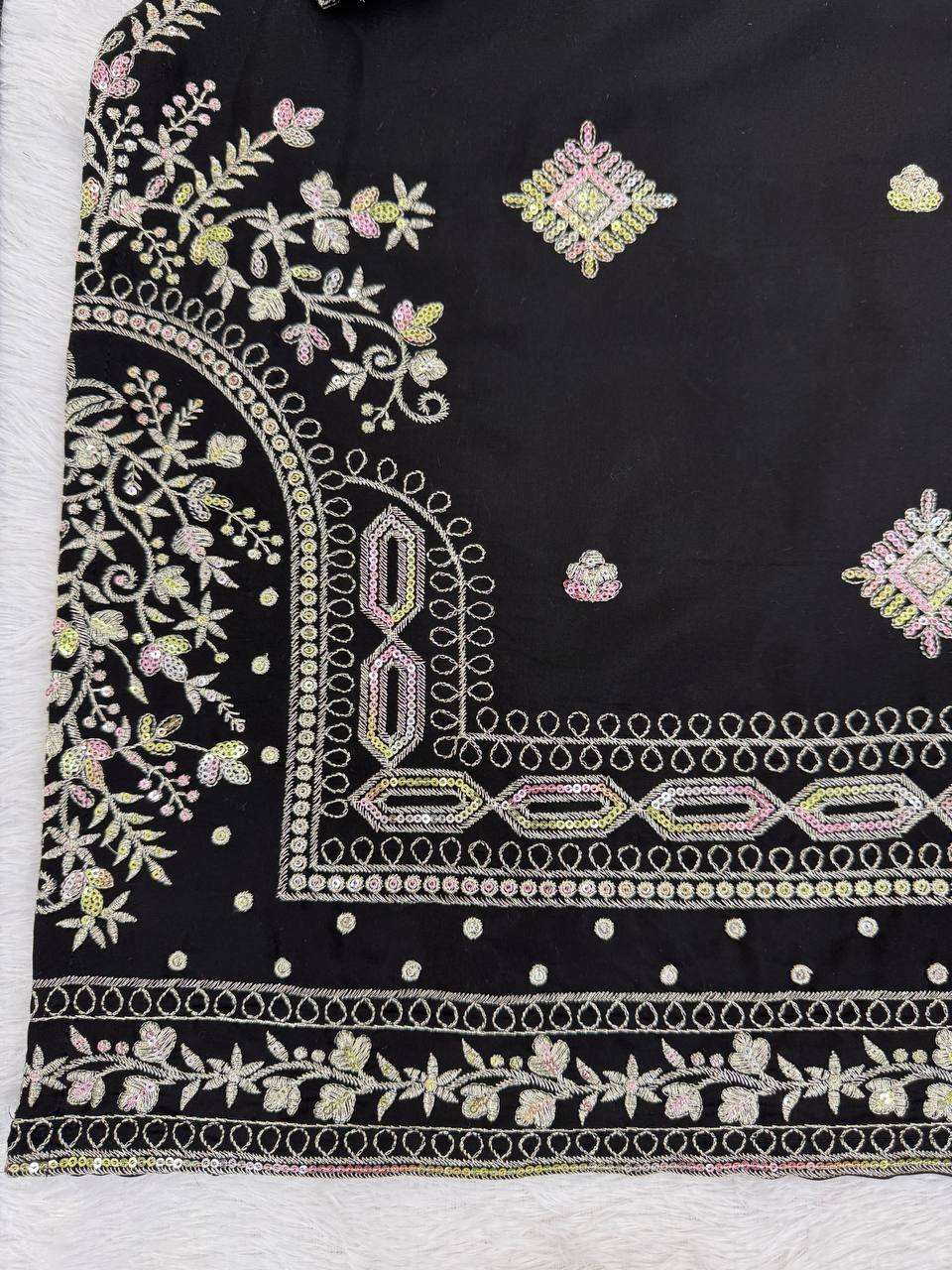 RTC 5900 BLACK SILK SEQUENCE EMBROIDERY DESIGNER WORK LADIES SUIT
