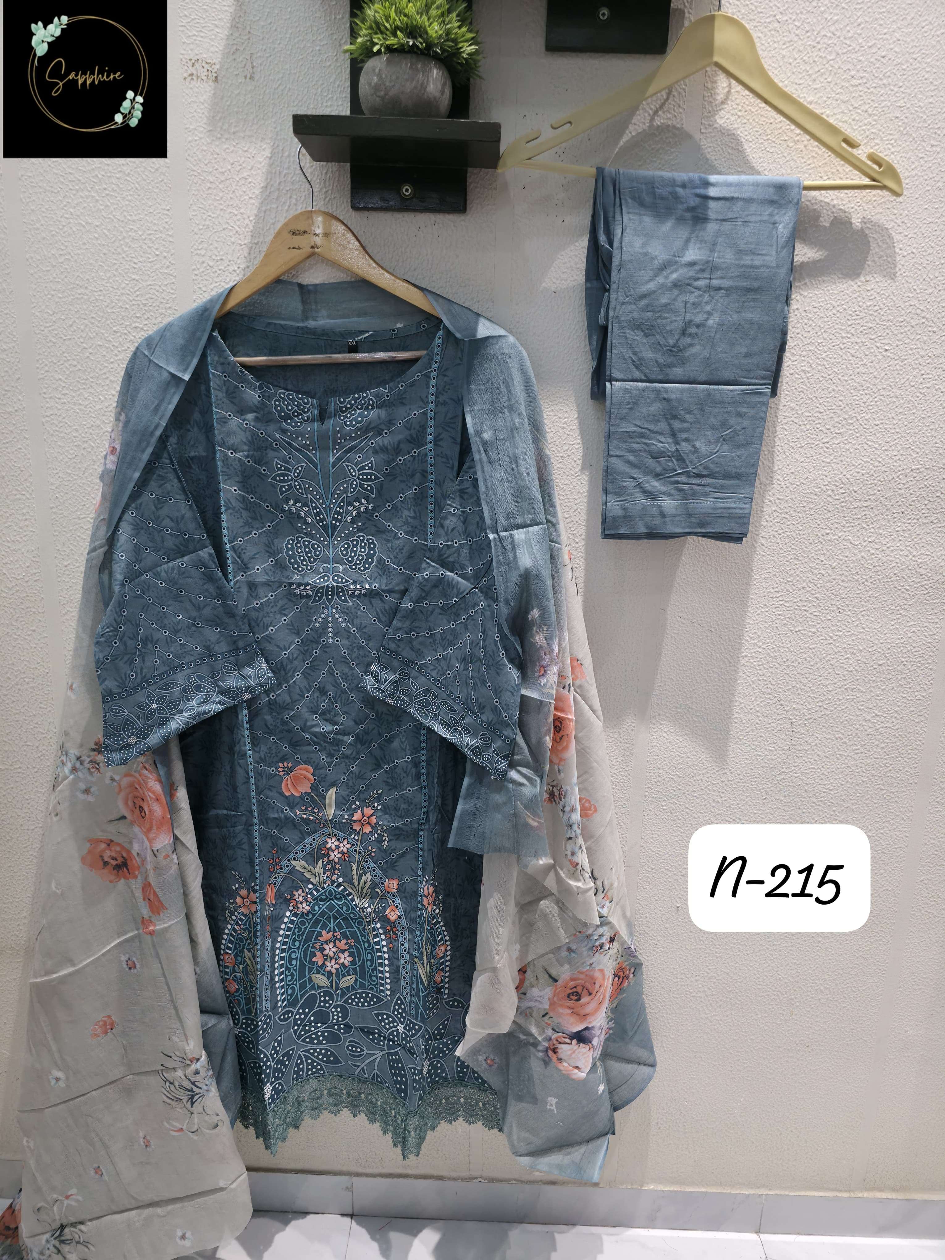 SAPPHIRE AGHA NOORAIN N 215 LAWN COTTON FANCY EMBROIDERY WORK PAKISTANI SUIT