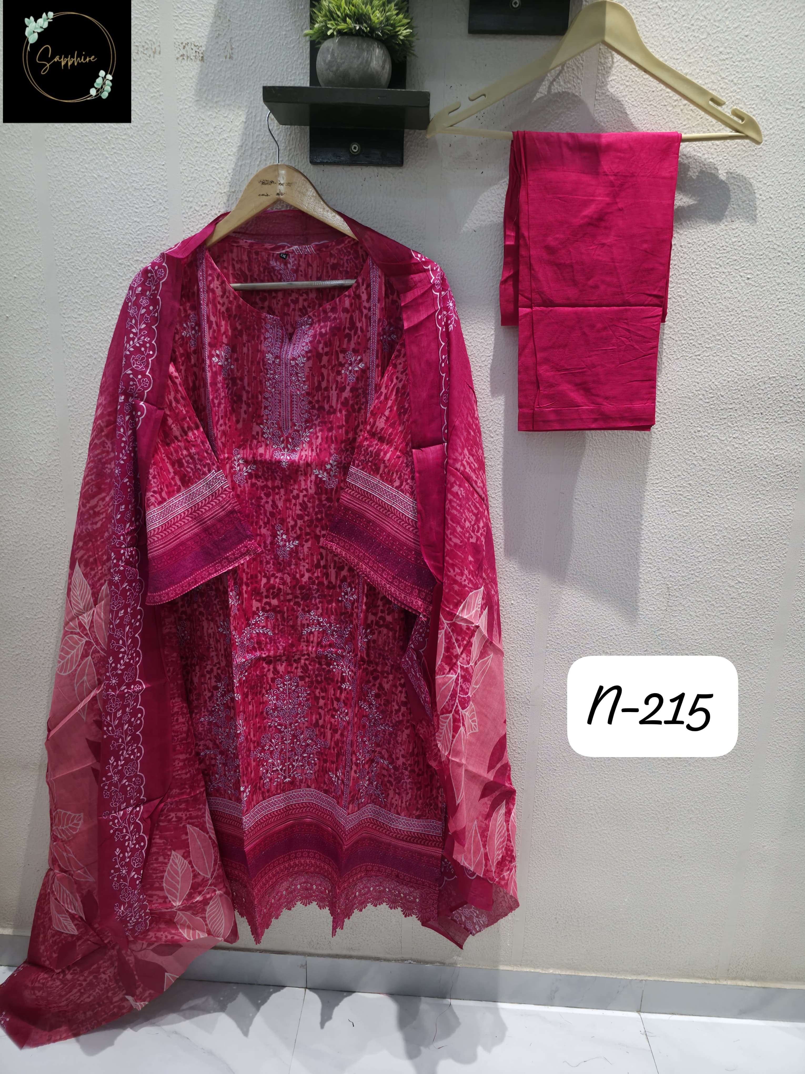 SAPPHIRE AGHA NOORAIN N 215 LAWN COTTON FANCY EMBROIDERY WORK PAKISTANI SUIT