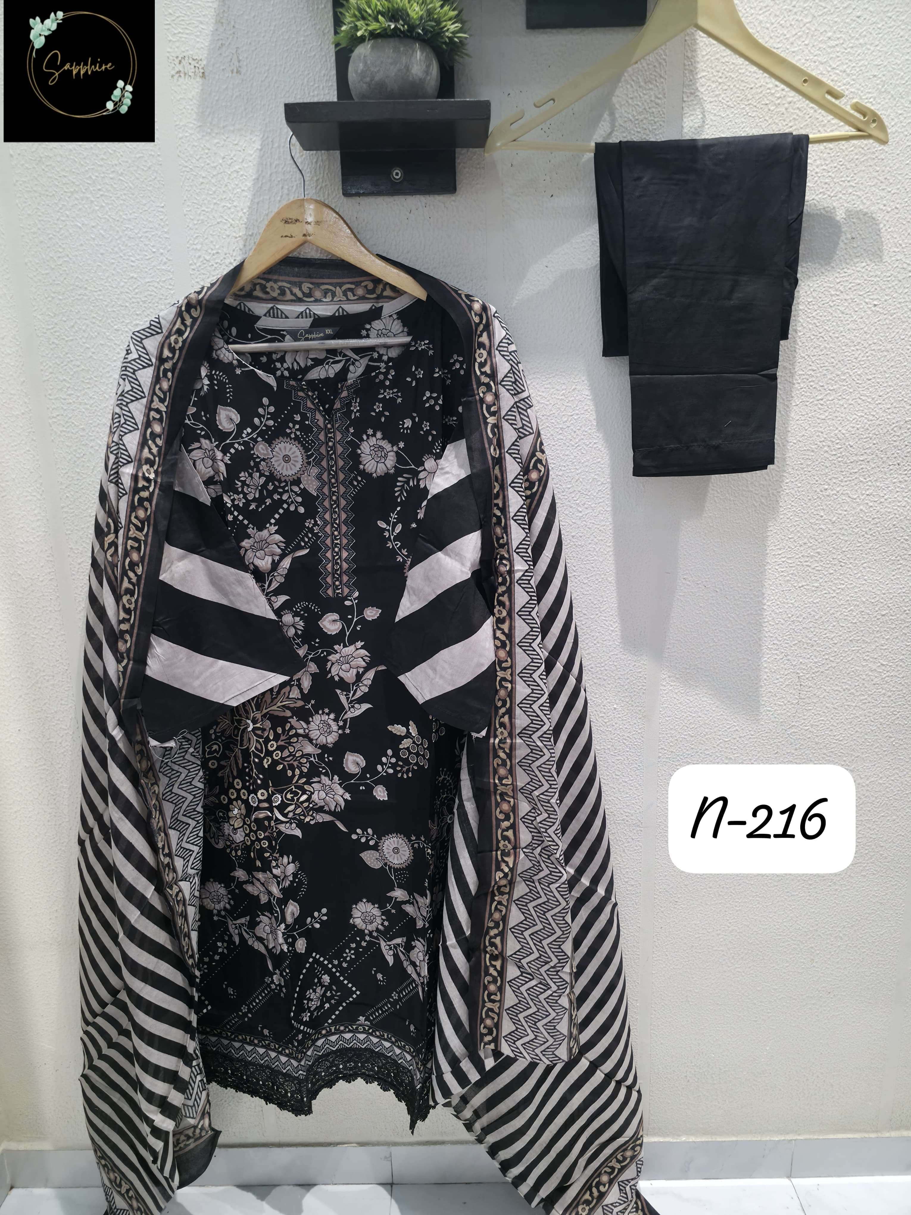 SAPPHIRE AGHA NOORAIN N 216 LAWN COTTON FANCY DESIGNER WORK SUIT