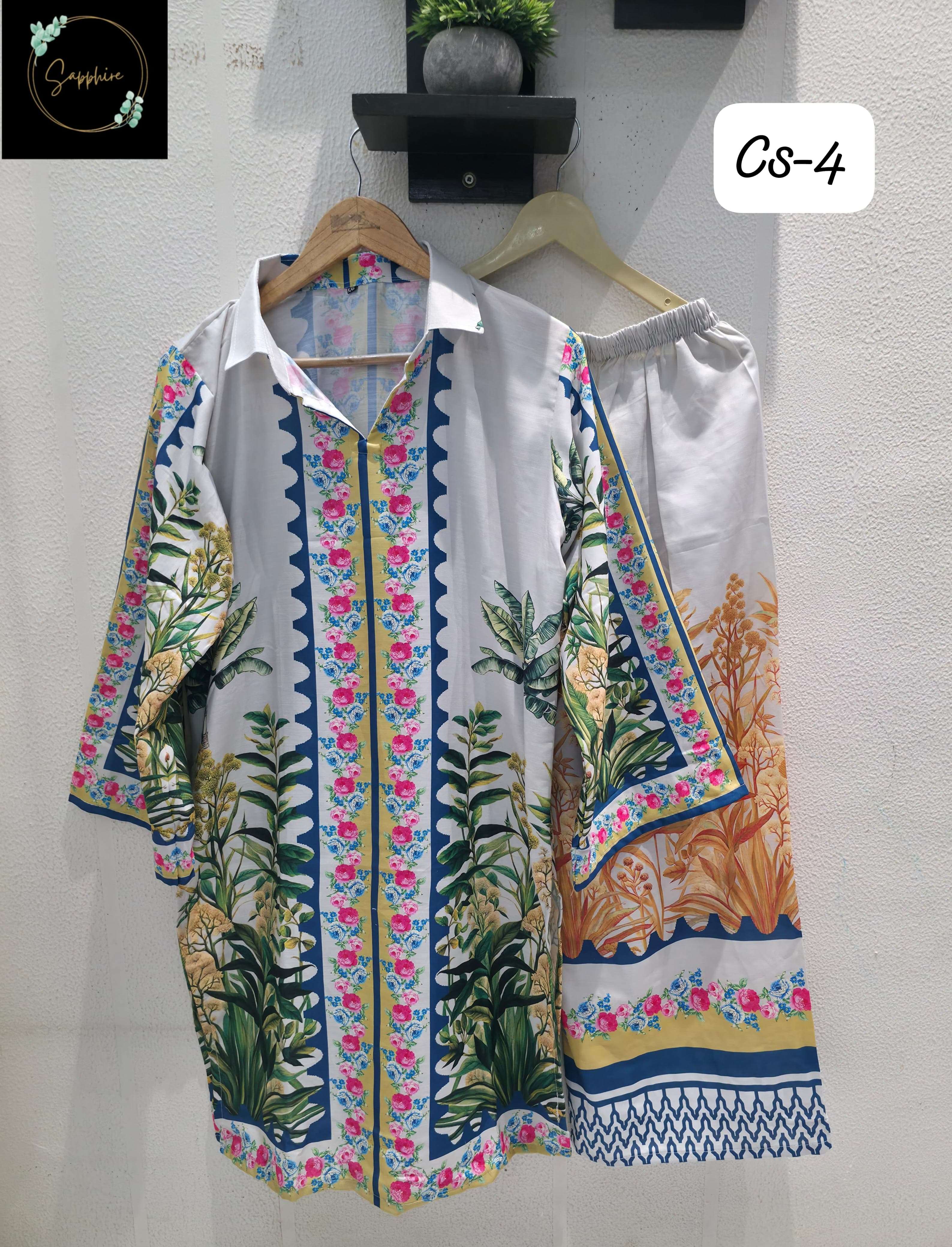 SAPPHIRE CORD SET VOL 4 RAYON DIGITAL PRINT FANCY PAKISTANI KURTI WITH BOTTOM PAIR 