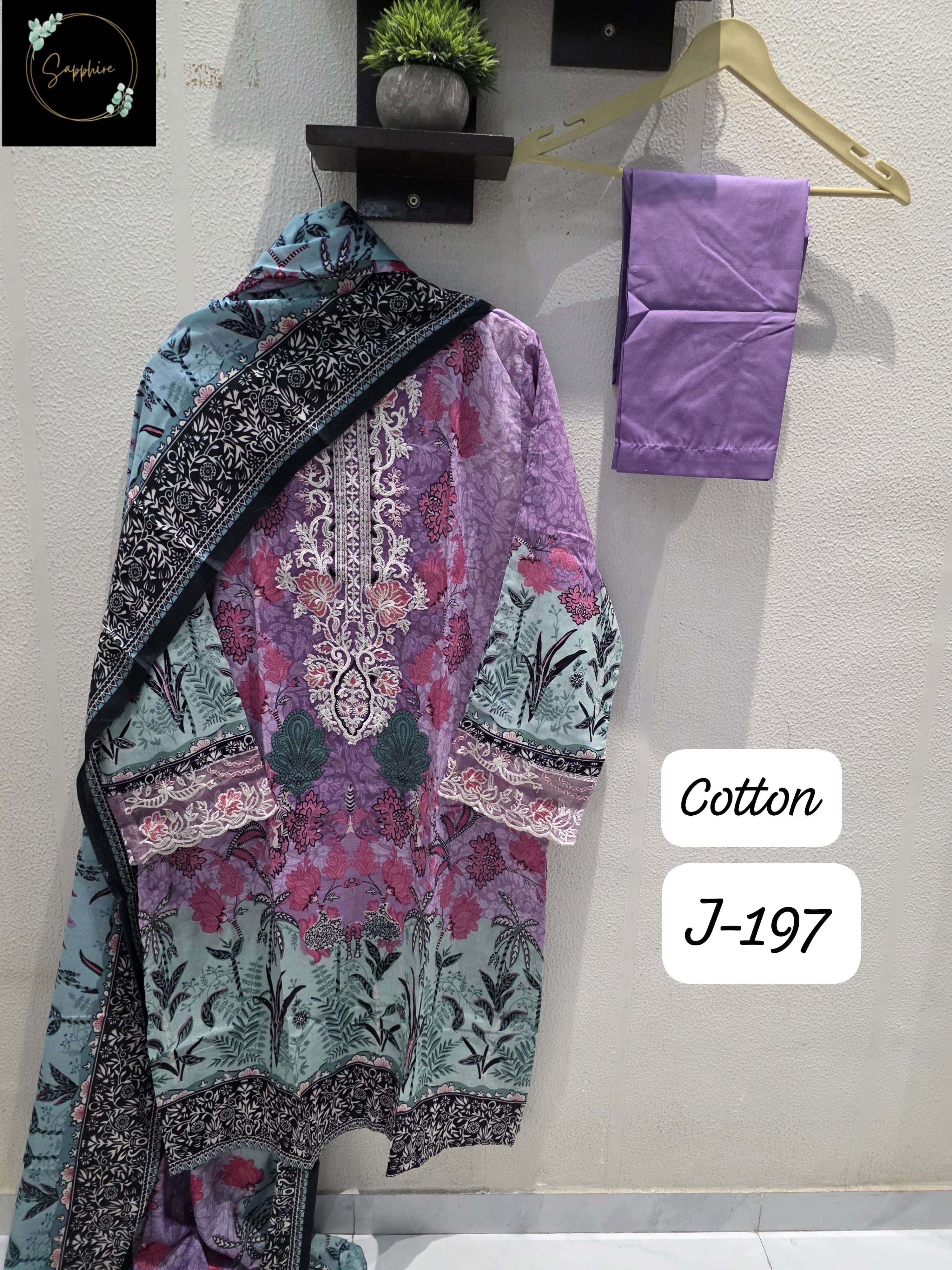 SAPPHIRE JAZMIN VOL 197 LAWN COTTON FANCY WORK READY MADE SALWAR KAMEEZ 