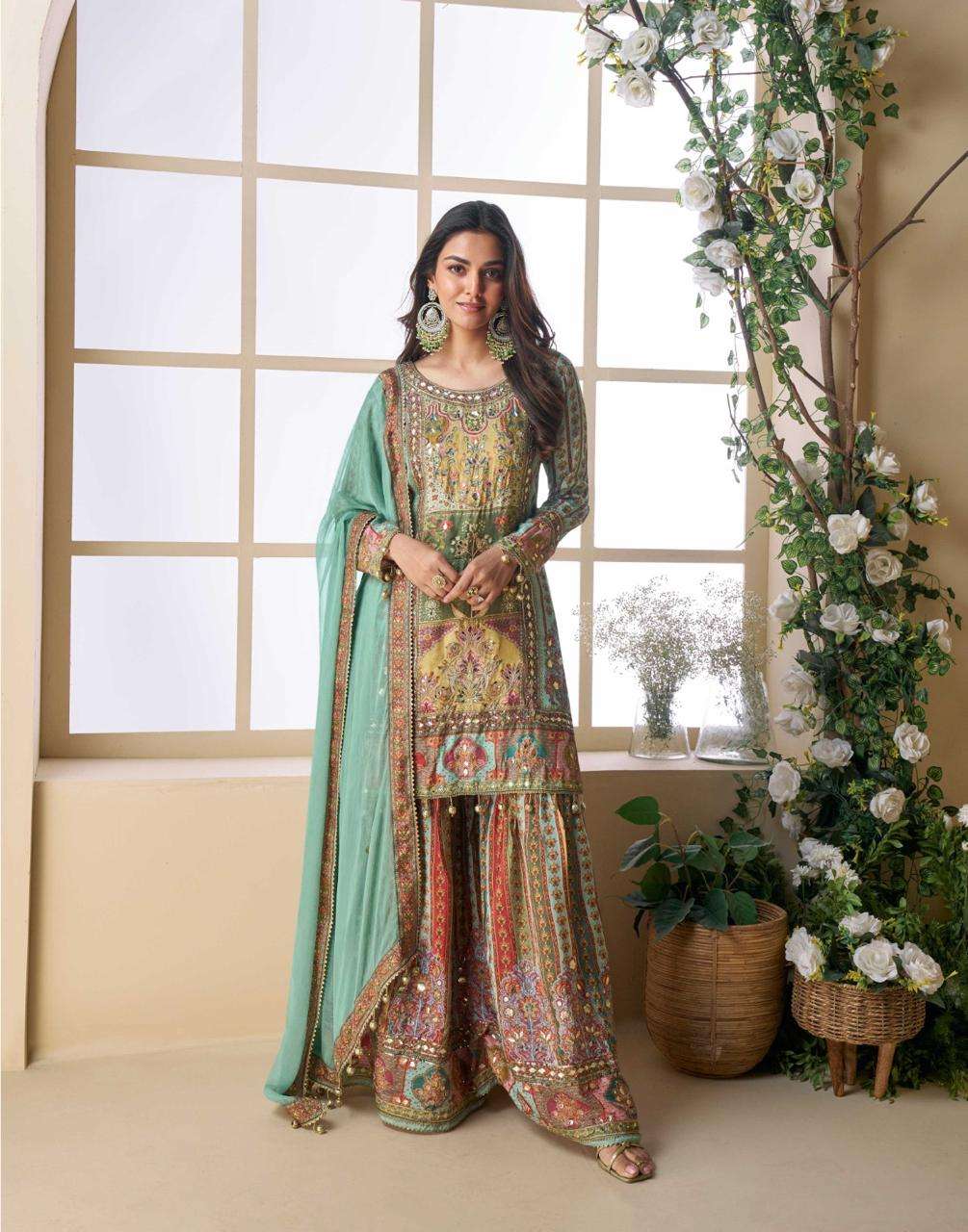 SAYURI DESIGNER PAKEEZA SILK HEAVY DESIGNER READY MADE PARTY WEAR SUIT
