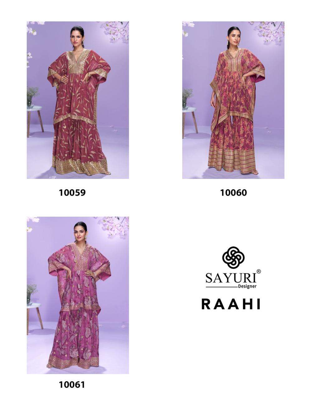 SAYURI DESIGNER PREMIUM REAL GEORGETTE EMBROIDERED WITH GOTA STITCHED KAFTAN