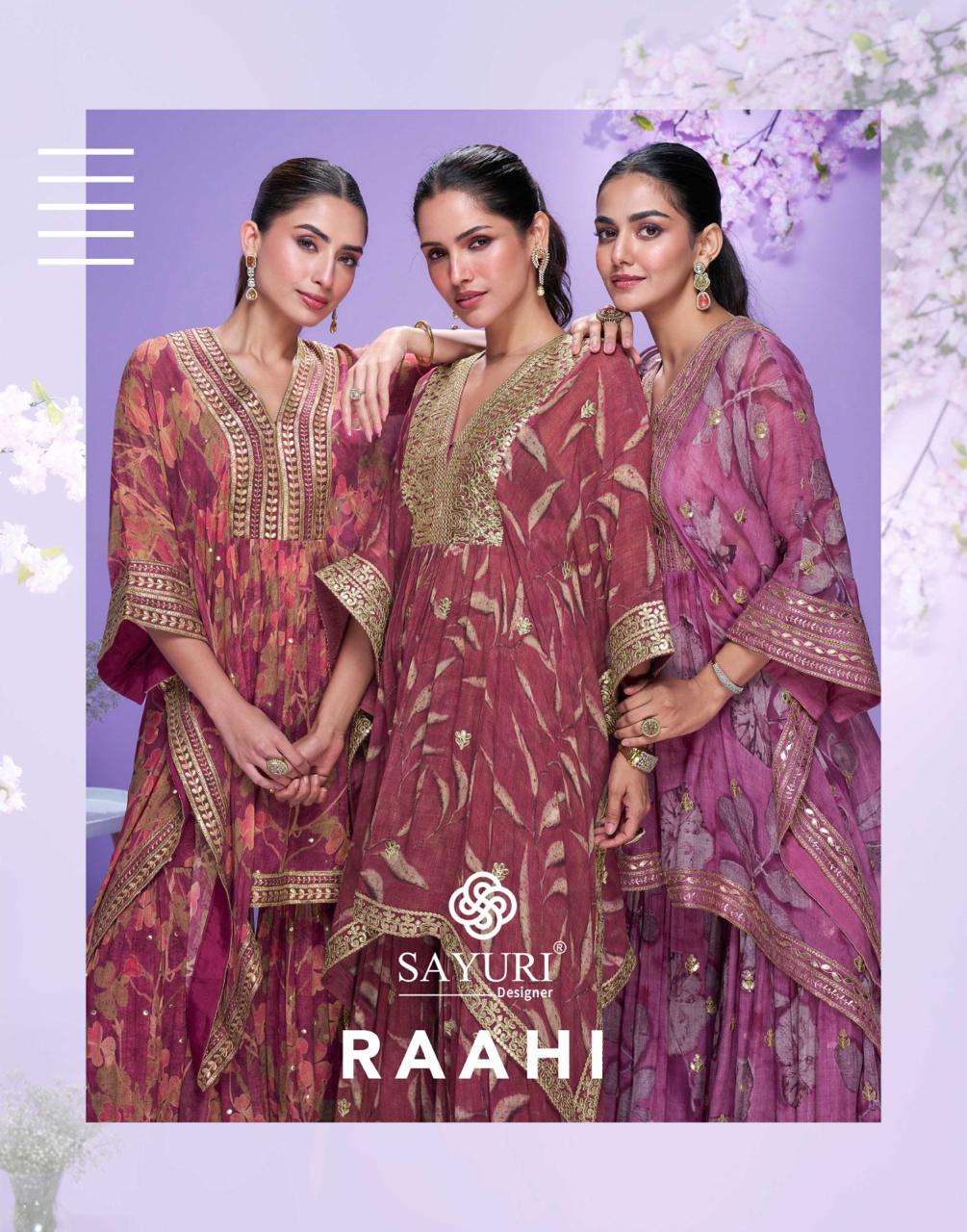 SAYURI DESIGNER PREMIUM REAL GEORGETTE EMBROIDERED WITH GOTA STITCHED KAFTAN
