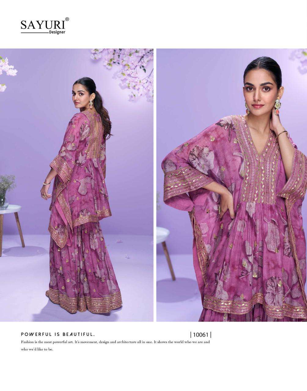 SAYURI DESIGNER PREMIUM REAL GEORGETTE EMBROIDERED WITH GOTA STITCHED KAFTAN