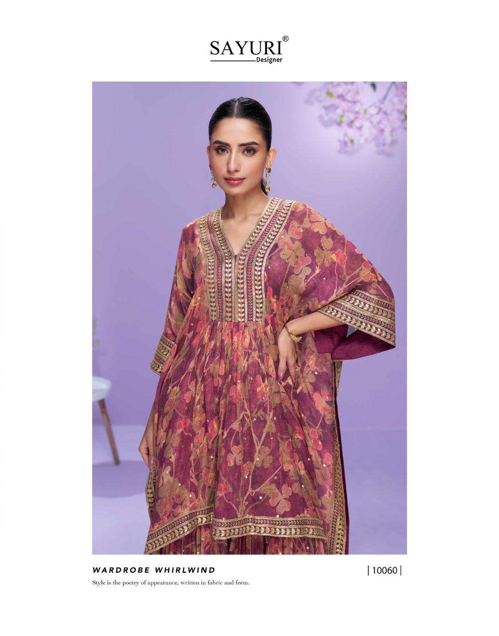 SAYURI DESIGNER PREMIUM REAL GEORGETTE EMBROIDERED WITH GOTA STITCHED KAFTAN