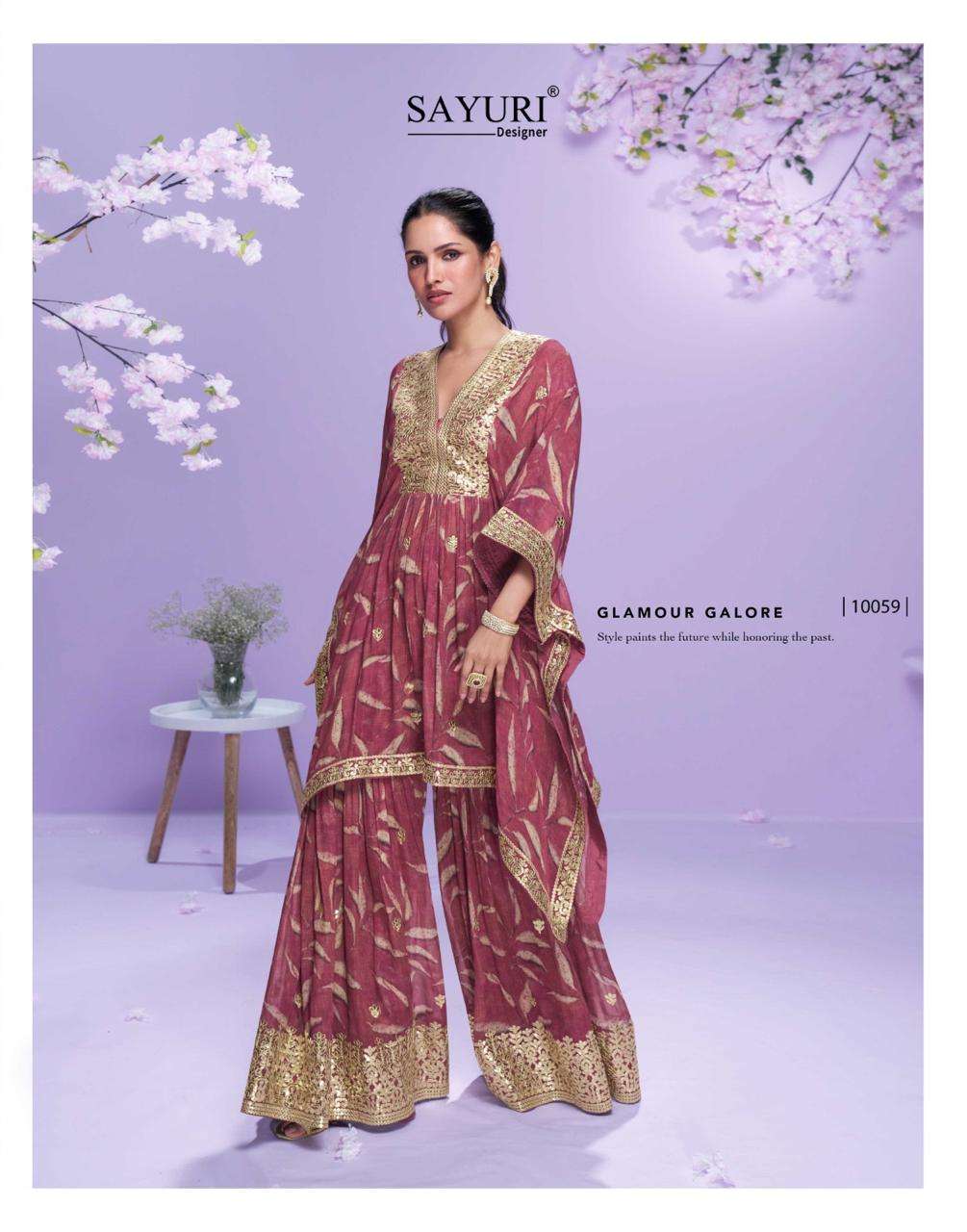 SAYURI DESIGNER PREMIUM REAL GEORGETTE EMBROIDERED WITH GOTA STITCHED KAFTAN