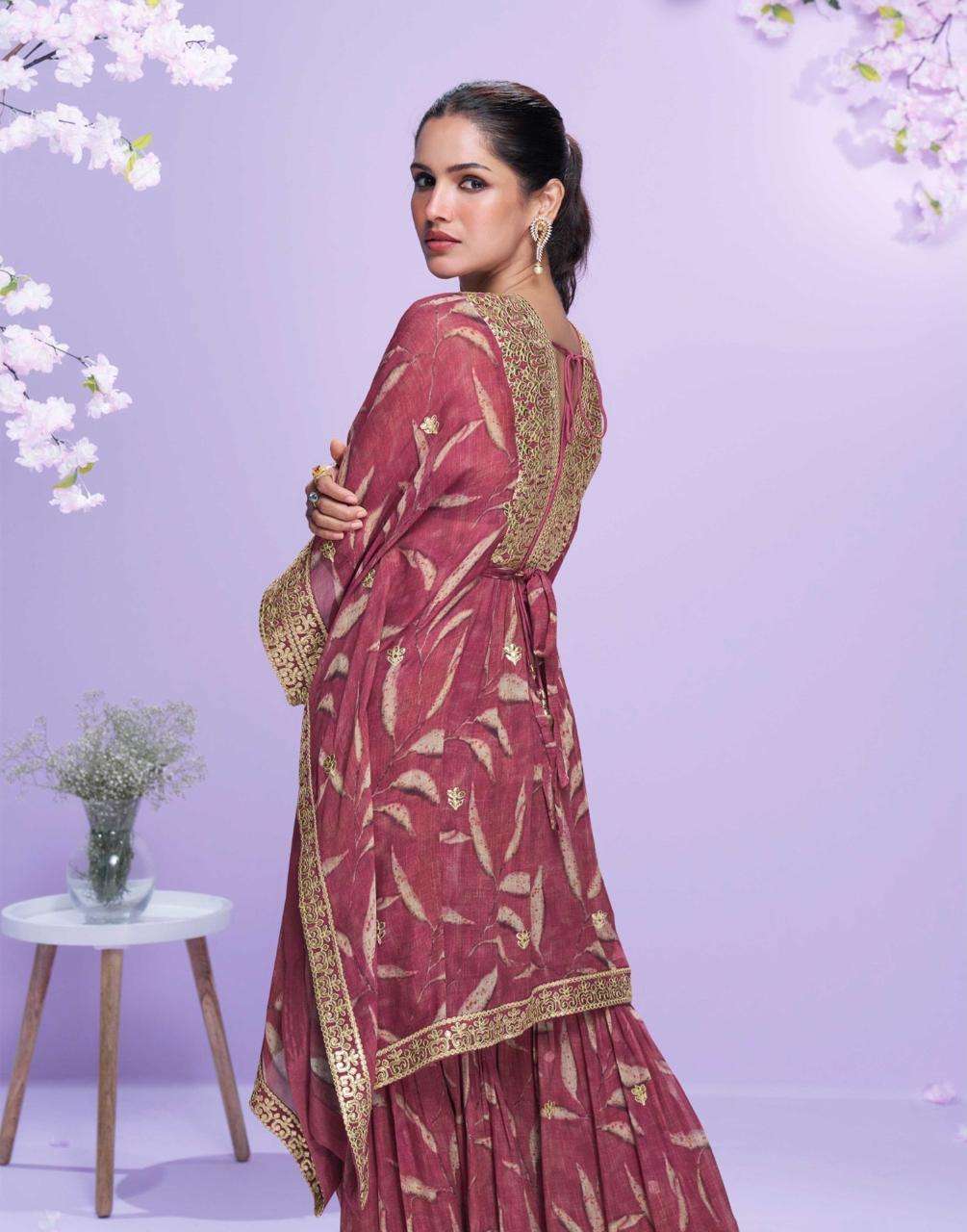 SAYURI DESIGNER PREMIUM REAL GEORGETTE EMBROIDERED WITH GOTA STITCHED KAFTAN