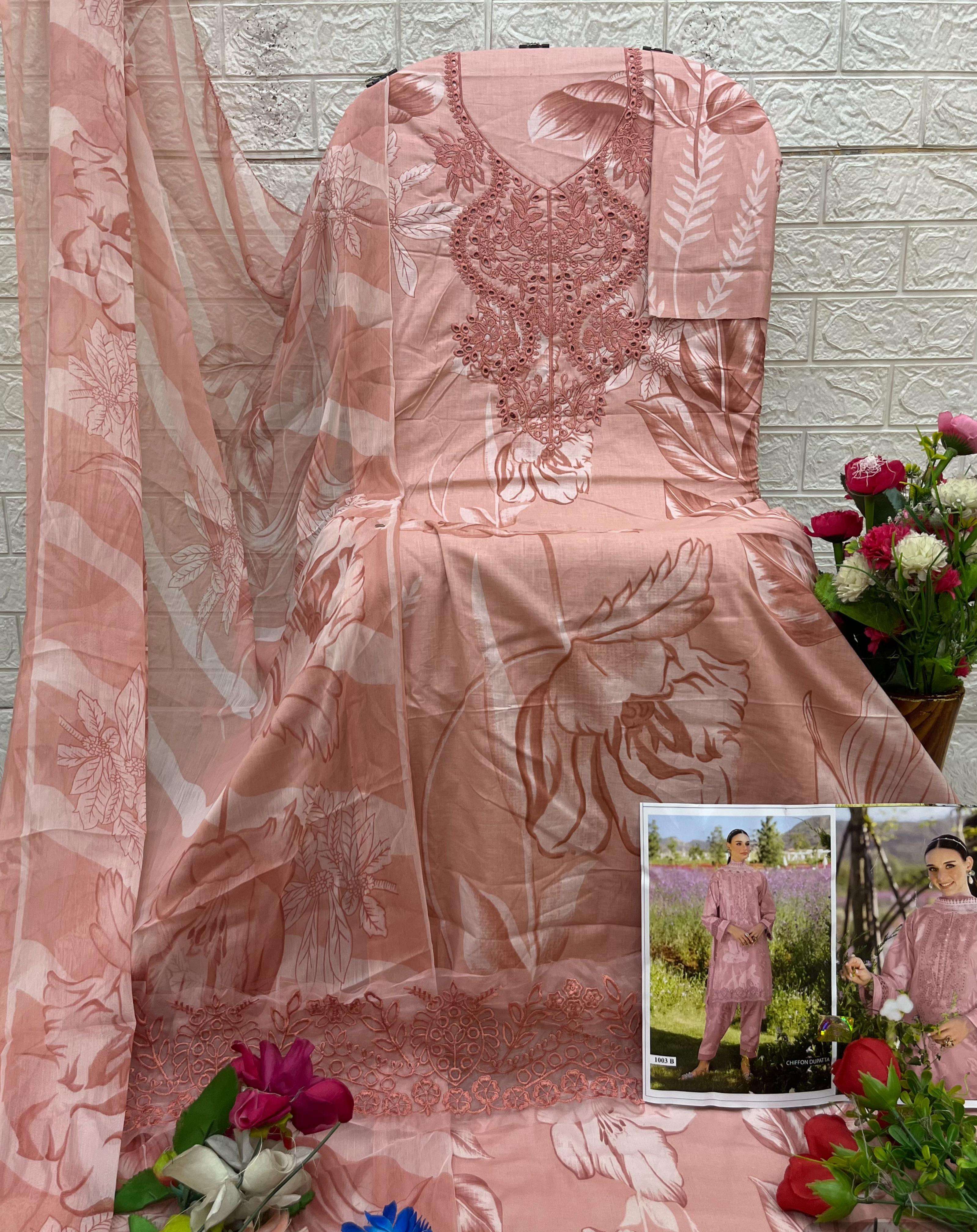 SHARADDHA DESIGNER FLORA VOL 1 LAWN COTTON FANCY EMBROIDERY WORK SUIT