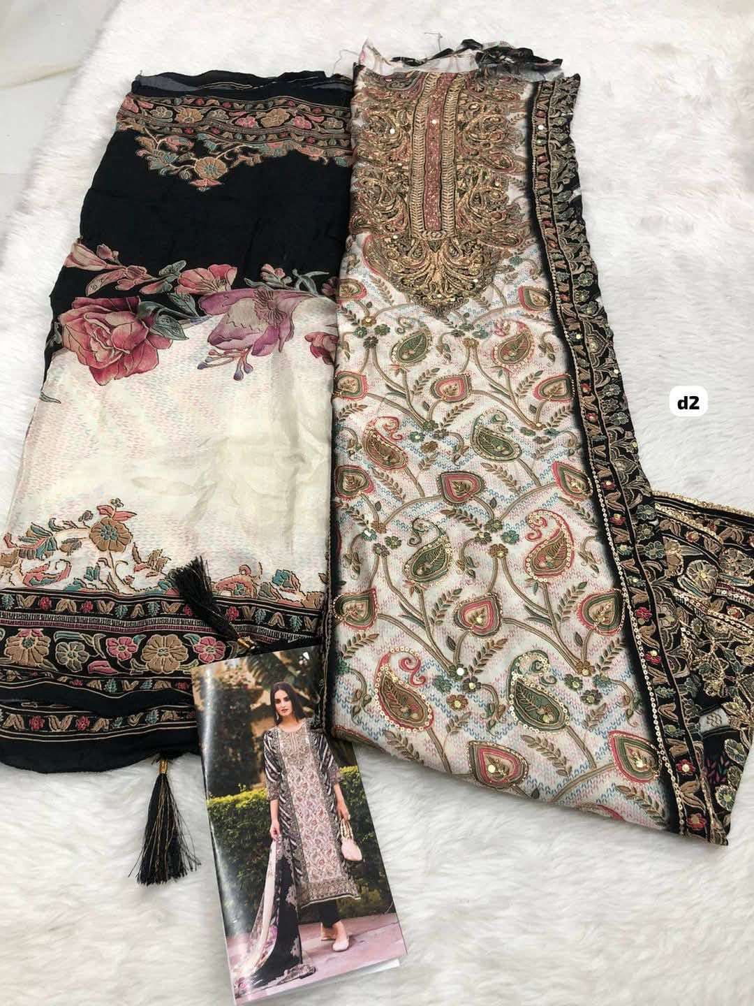SHREE FAB DESIGN NO - KT 122 IJ PURE VISCOSE MUSLIN DIGITAL PRINT AARI HAND WORK PARTY WEAR SUIT 