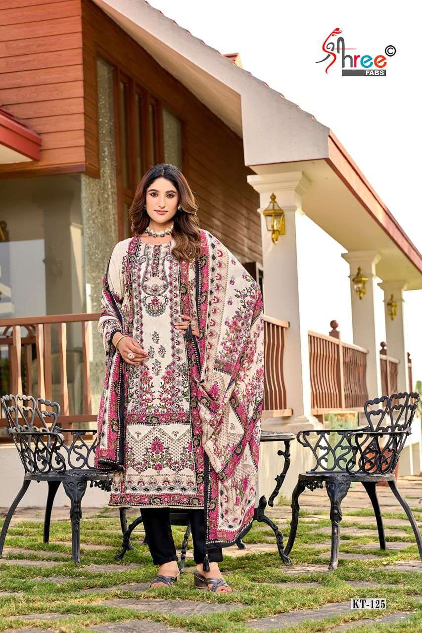 SHREE FAB DESIGN NO - KT 125  PURE VISCOSE MUSLIN DIGITAL PRINT AARI HAND WORK PARTY WEAR SUIT 