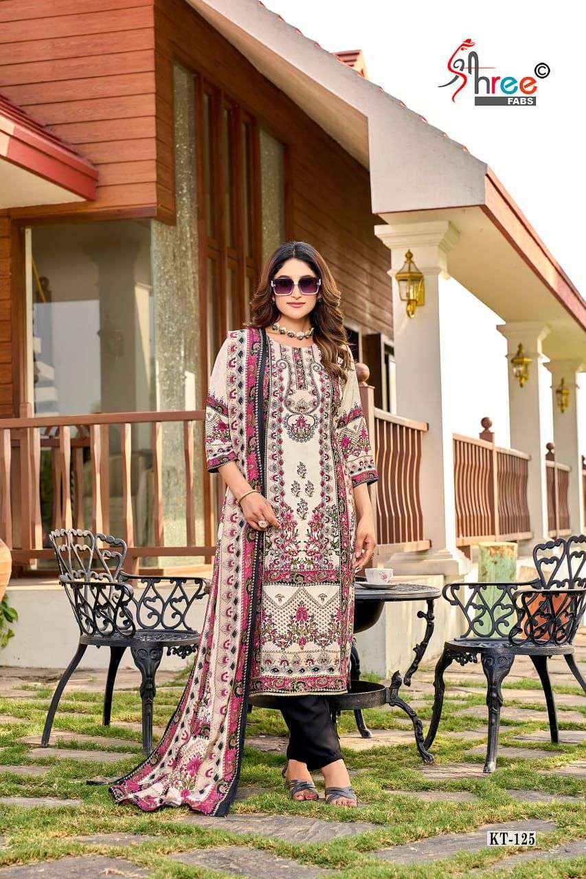 SHREE FAB DESIGN NO - KT 125  PURE VISCOSE MUSLIN DIGITAL PRINT AARI HAND WORK PARTY WEAR SUIT 