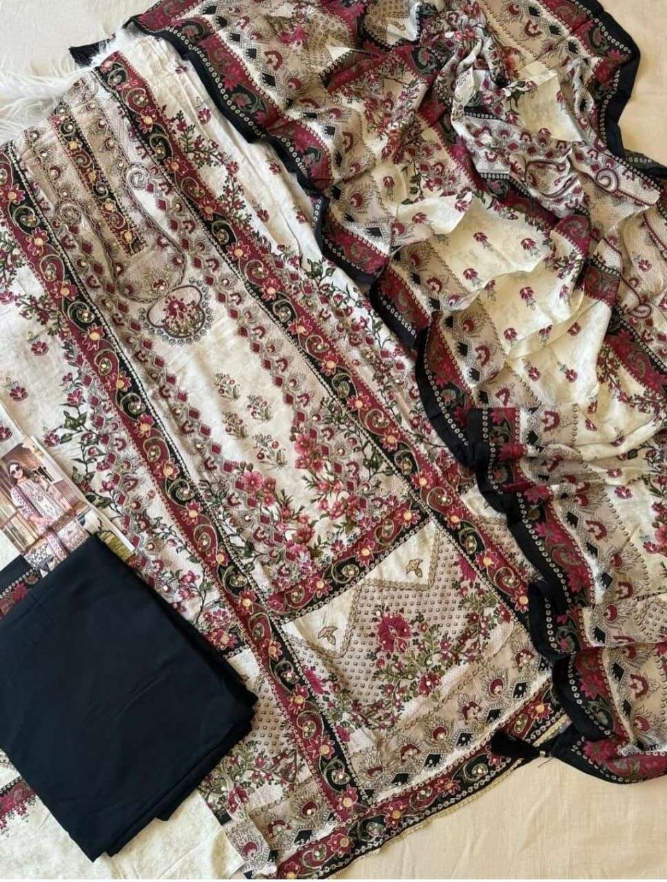 SHREE FAB DESIGN NO - KT 125  PURE VISCOSE MUSLIN DIGITAL PRINT AARI HAND WORK PARTY WEAR SUIT 