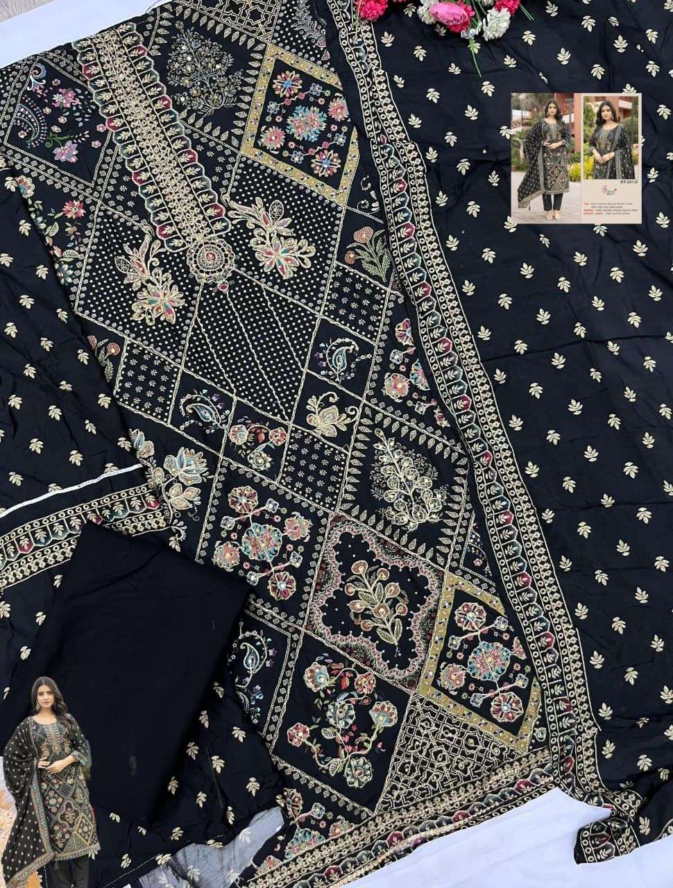 SHREE FAB DESIGN NO - KT - 241 PURE VISCOSE MUSLIN DIGITAL PRINT AARI HANDWORK PAKISTANI SUIT 