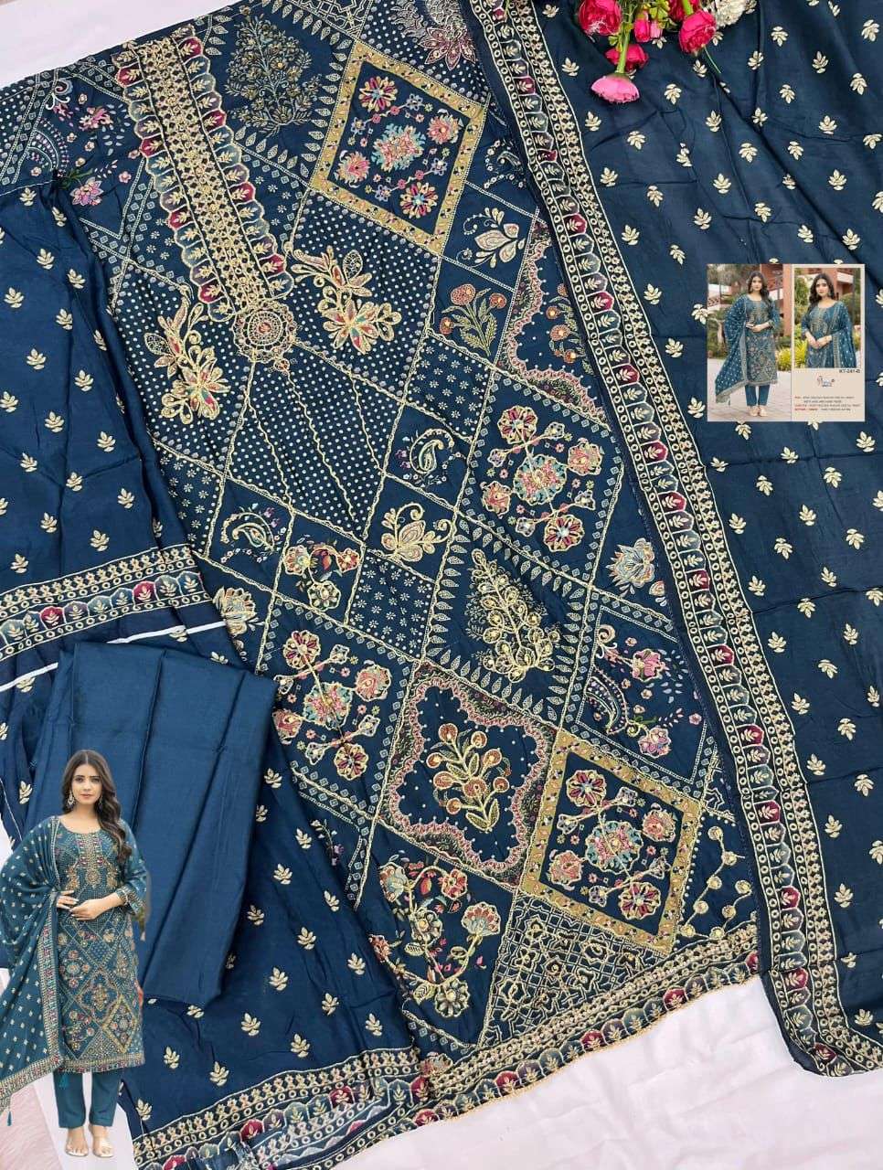 SHREE FAB DESIGN NO - KT - 241 PURE VISCOSE MUSLIN DIGITAL PRINT AARI HANDWORK PAKISTANI SUIT 