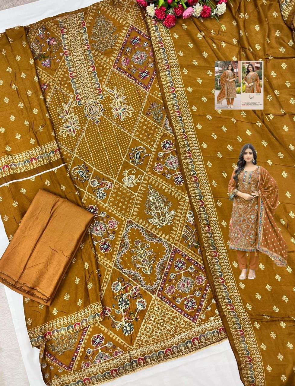 SHREE FAB DESIGN NO - KT - 241 PURE VISCOSE MUSLIN DIGITAL PRINT AARI HANDWORK PAKISTANI SUIT 