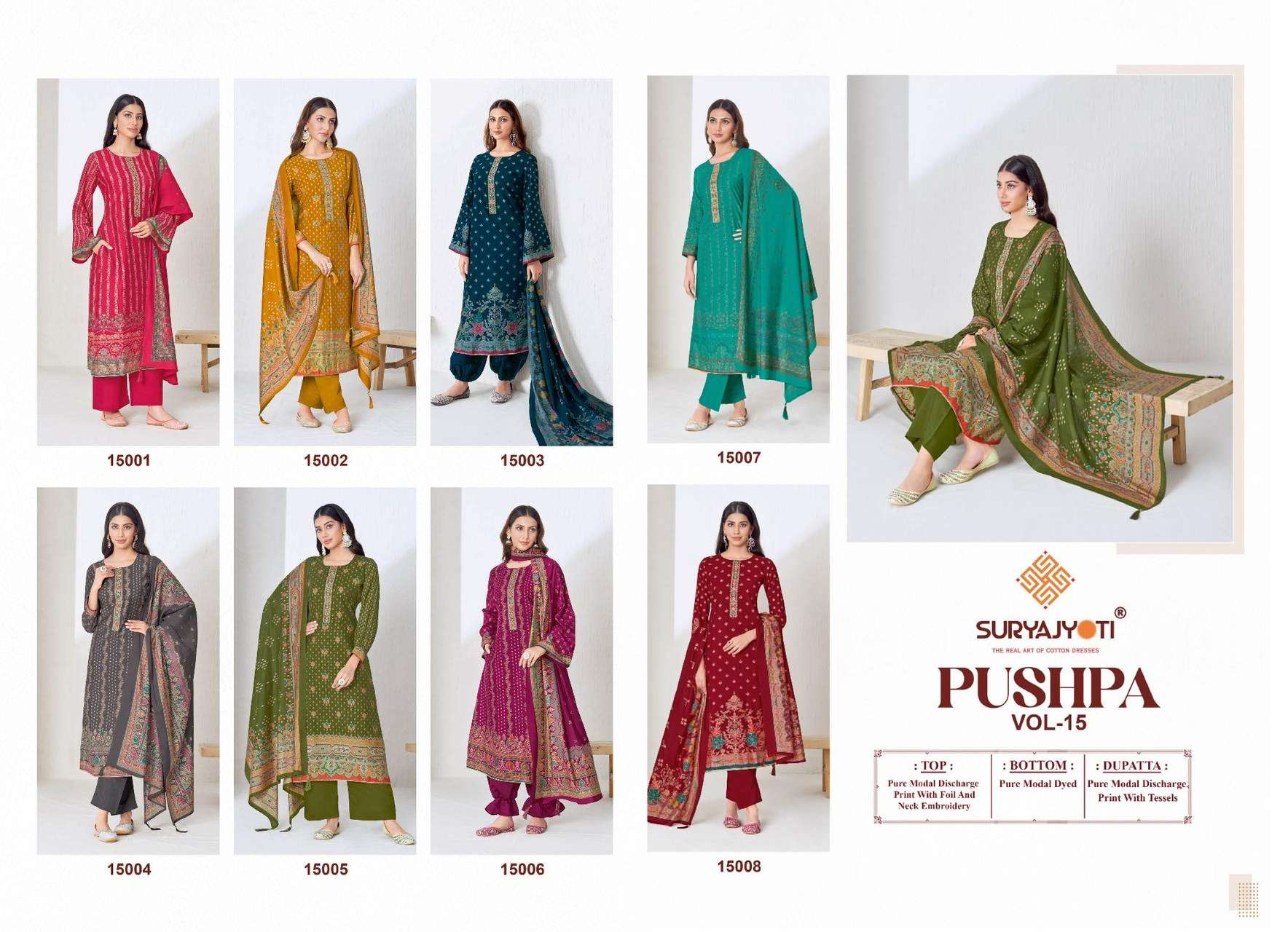 SURYAJYOTI PUSHPA VOL 15 MODAL PRINT WITH EMBROIDERY WORK SUIT