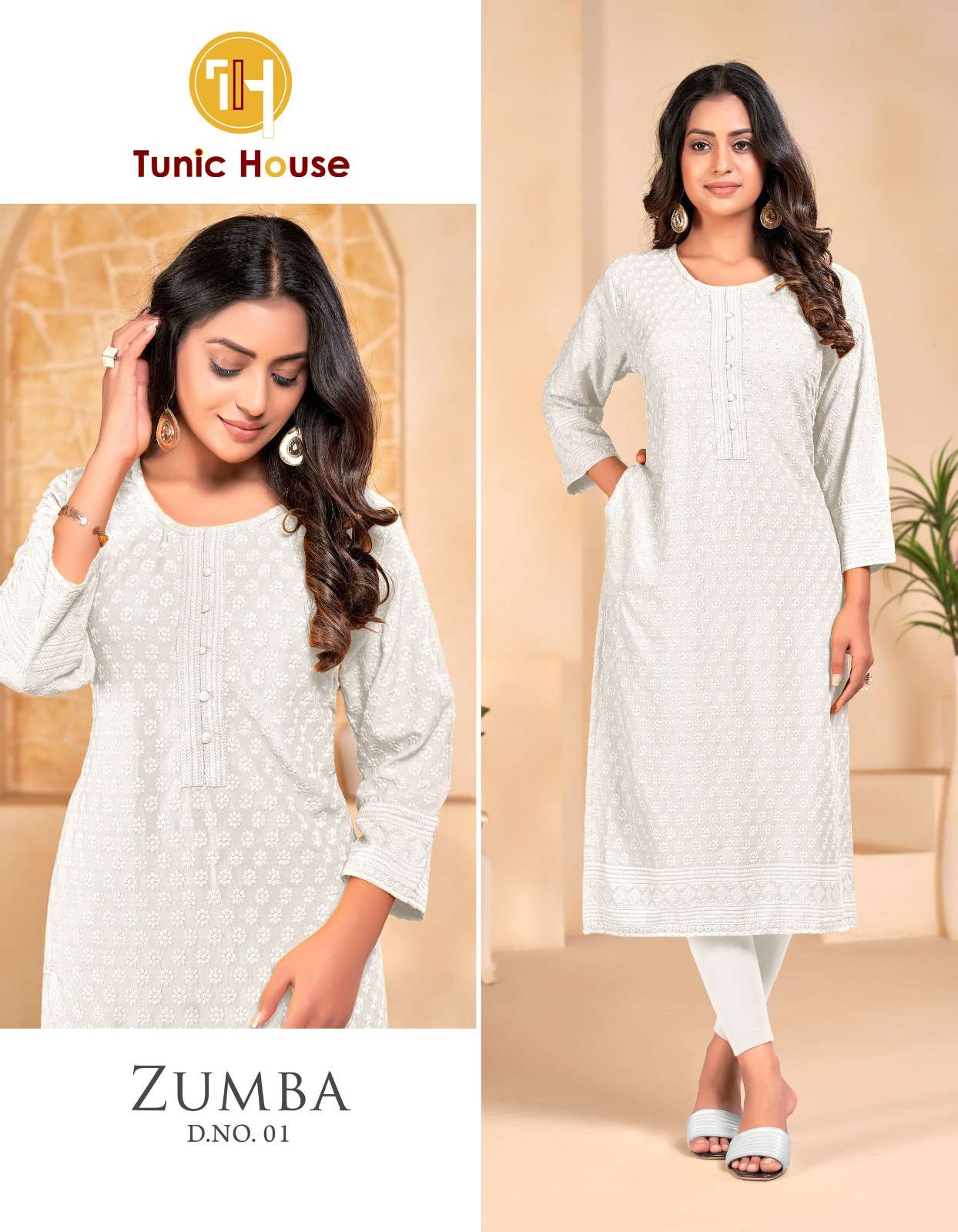 TUNIC HOUSE ZUMBA CHIKANKARI LADIES KURTI