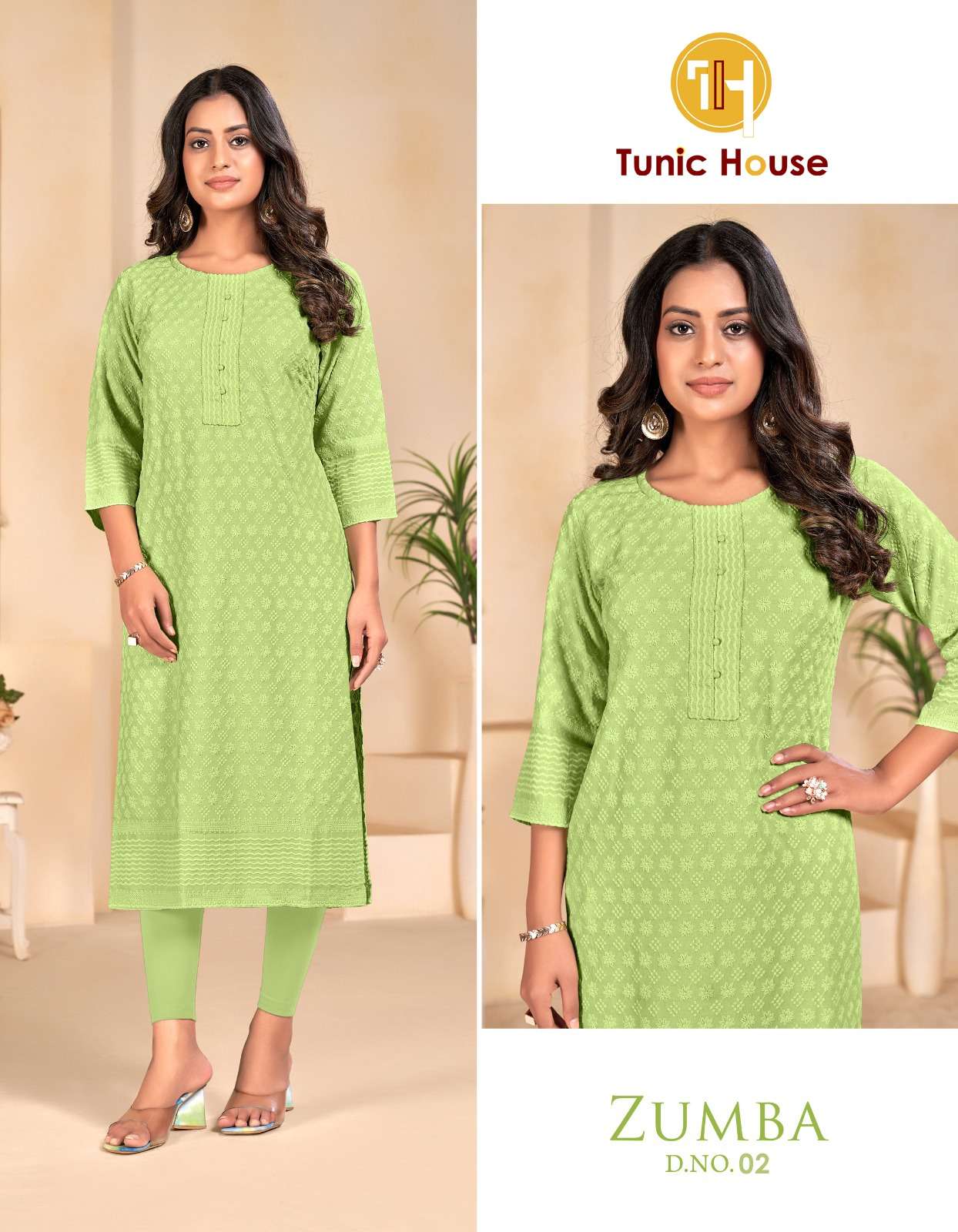 TUNIC HOUSE ZUMBA CHIKANKARI LADIES KURTI