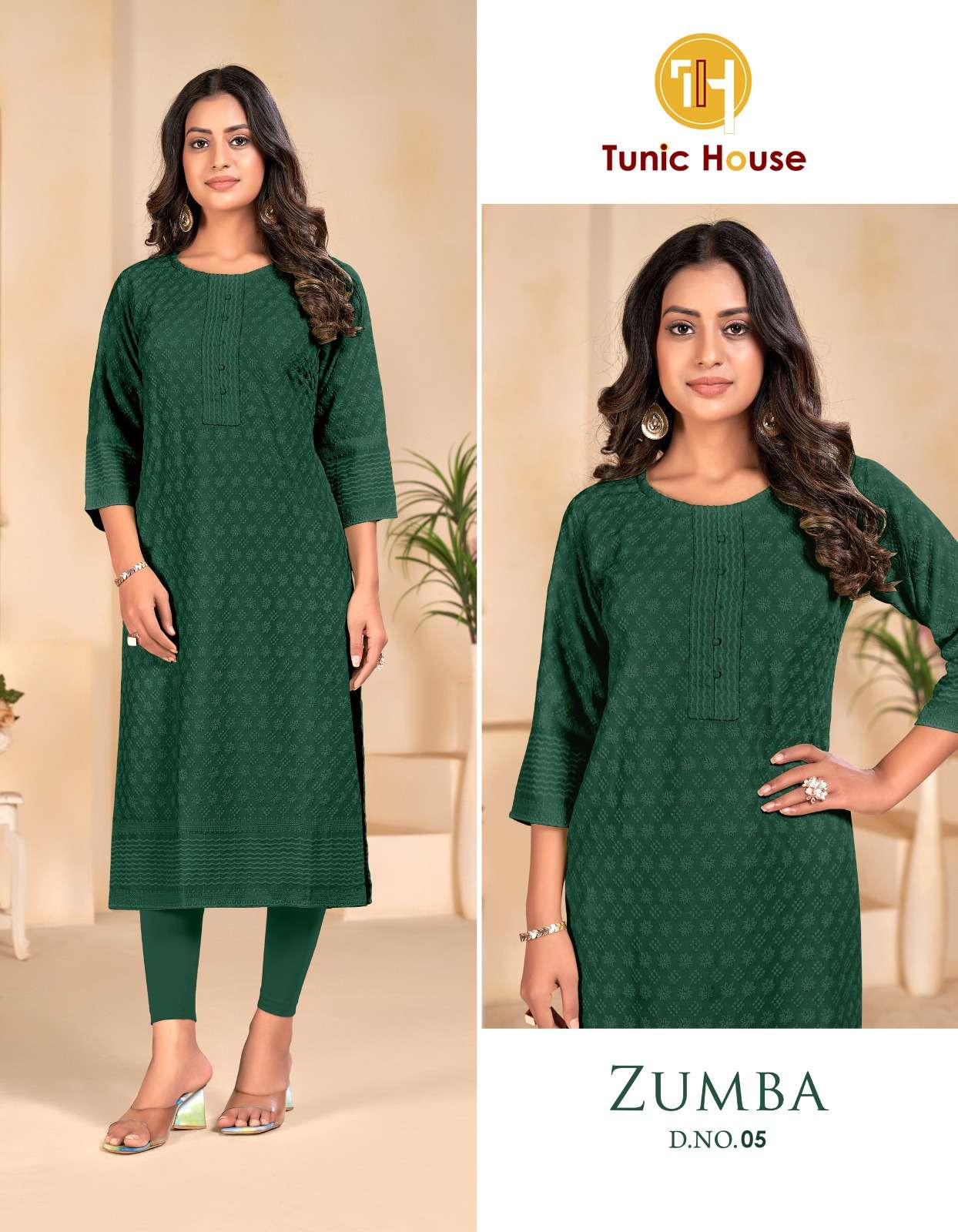 TUNIC HOUSE ZUMBA CHIKANKARI LADIES KURTI