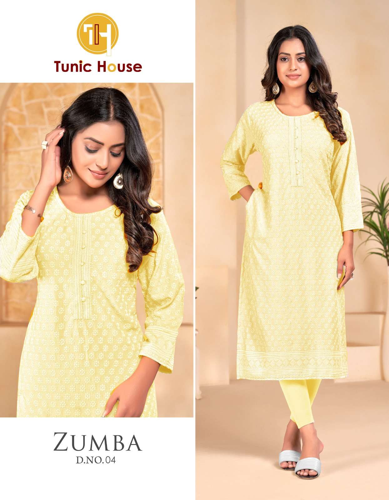 TUNIC HOUSE ZUMBA CHIKANKARI LADIES KURTI