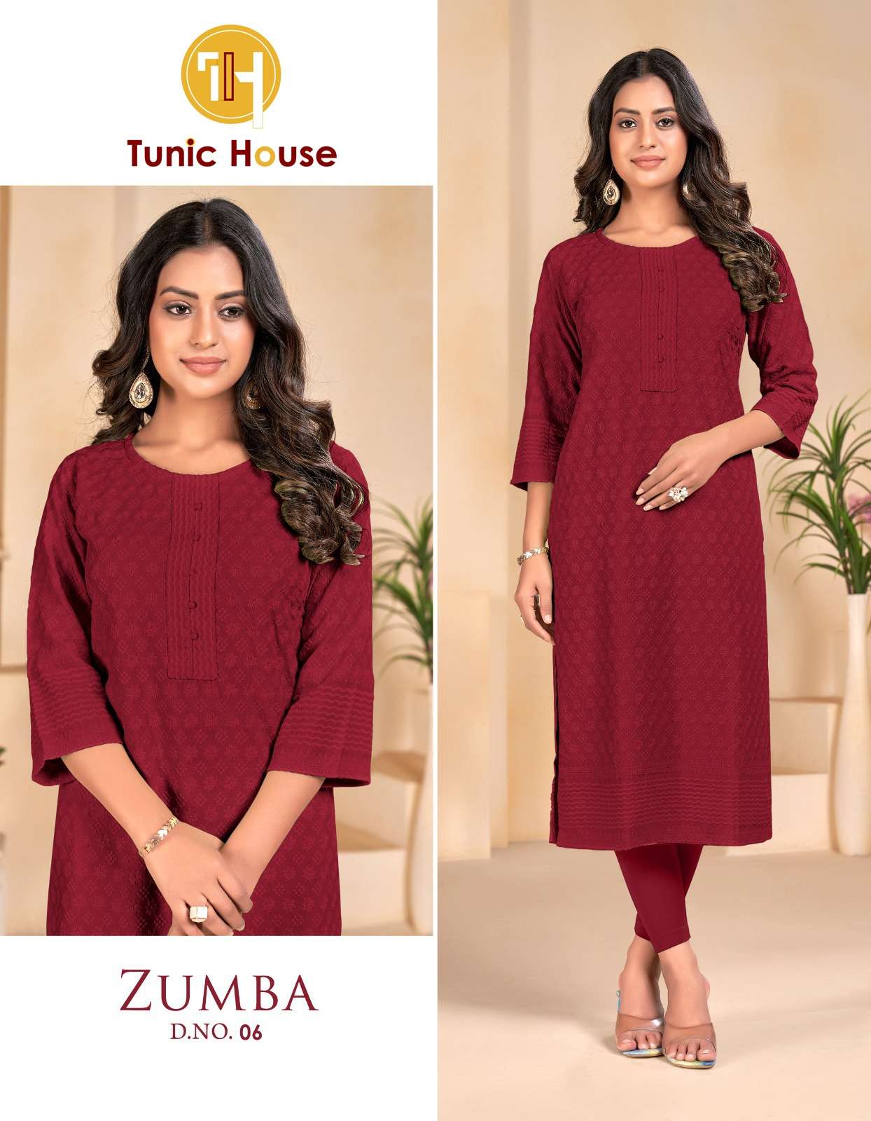 TUNIC HOUSE ZUMBA CHIKANKARI LADIES KURTI
