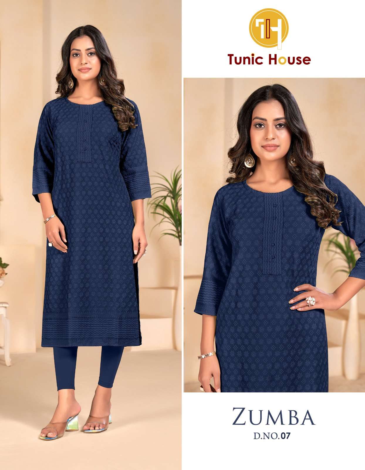 TUNIC HOUSE ZUMBA CHIKANKARI LADIES KURTI